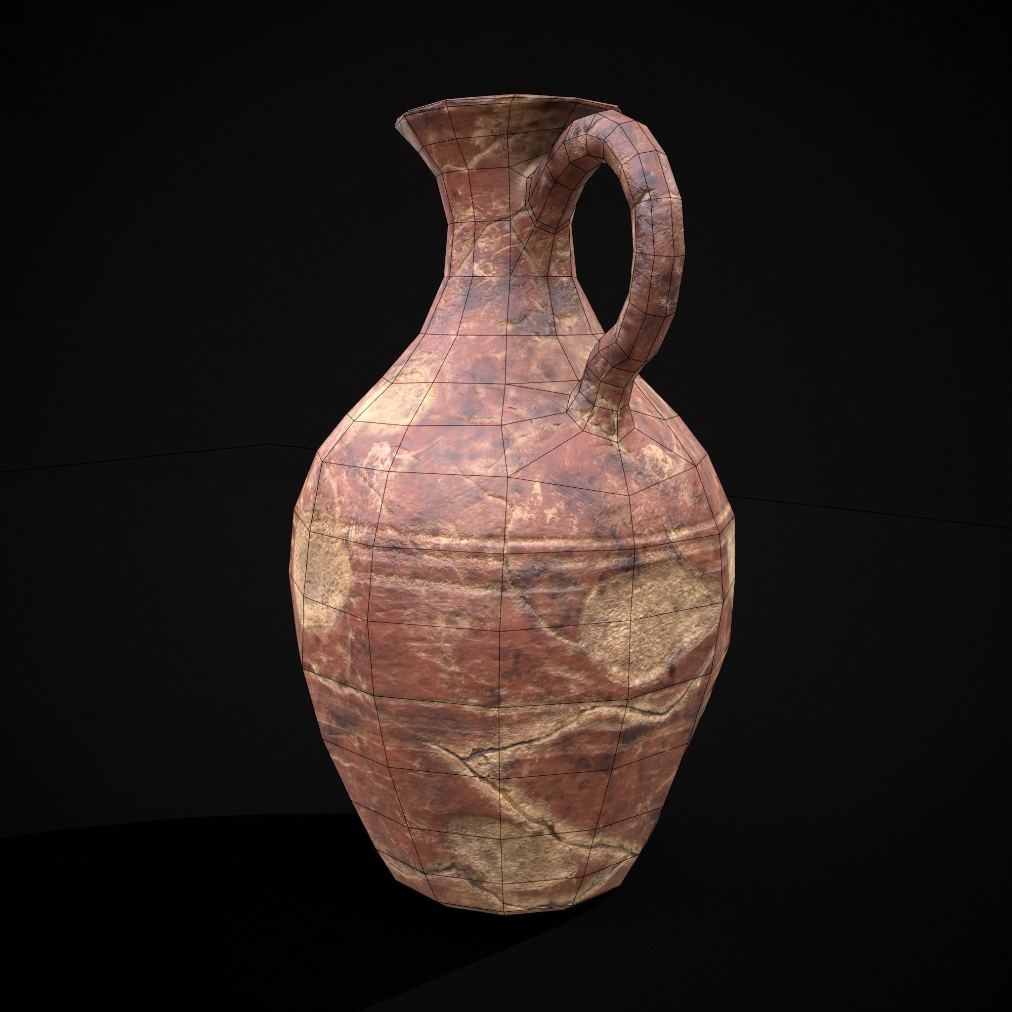 Broken Clay Vase Low-poly 3D model_4