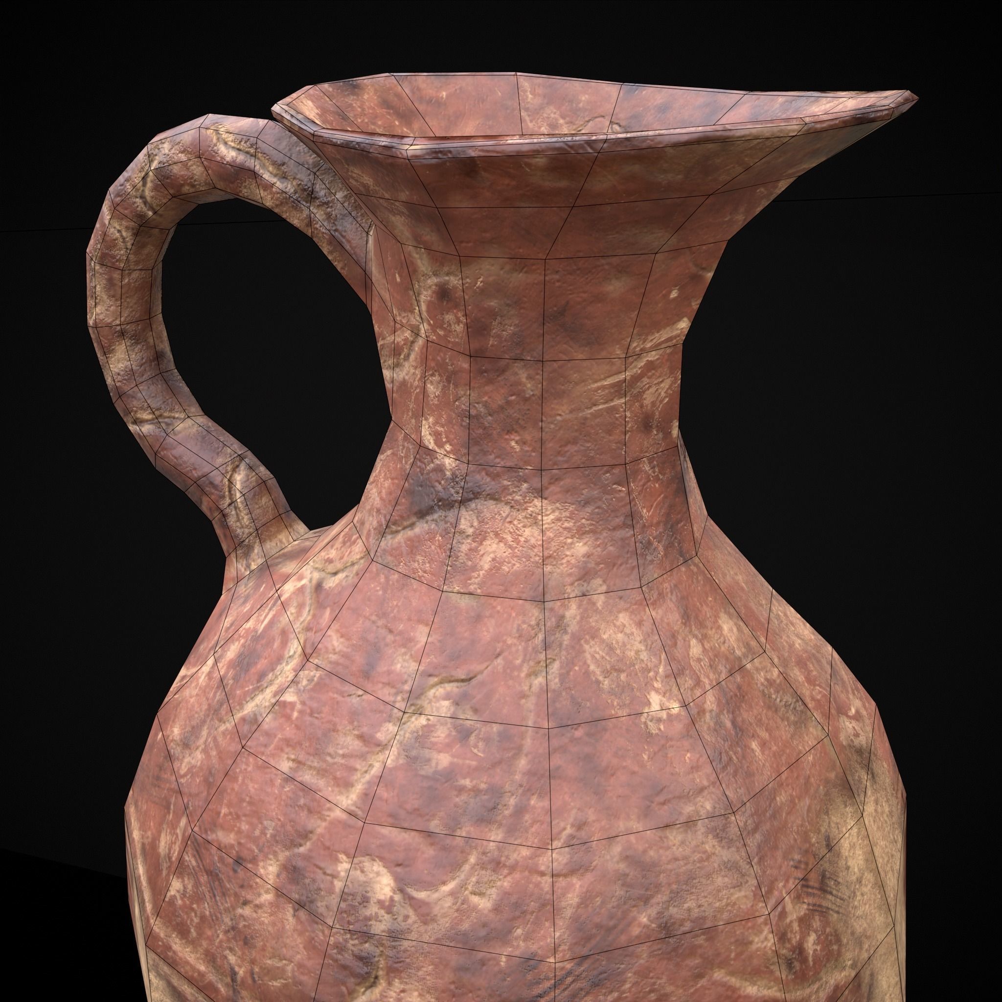 Broken Clay Vase Low-poly 3D model_14