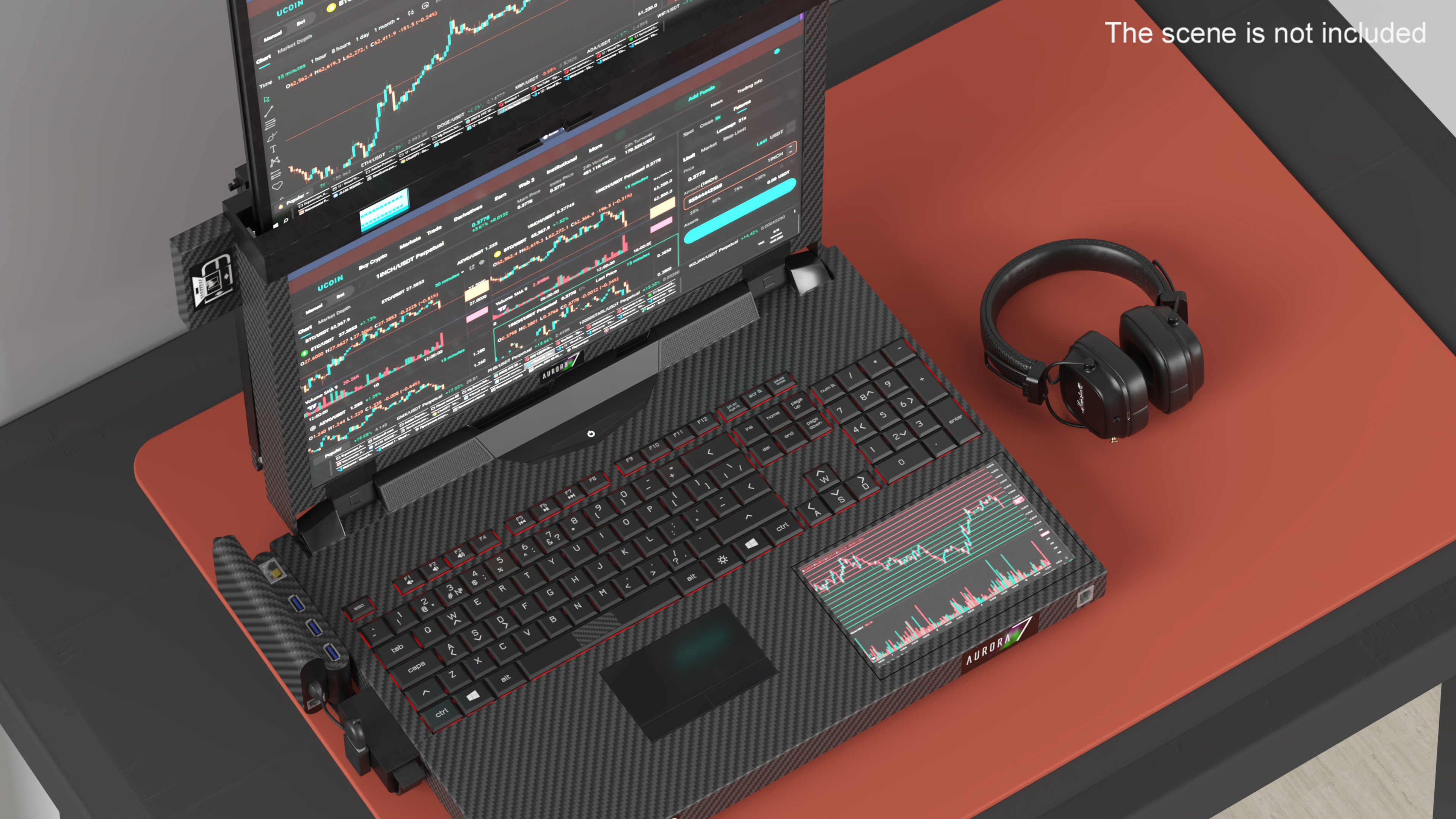 Laptop Expanscape Aurora with Miner Software Rigged 3D model