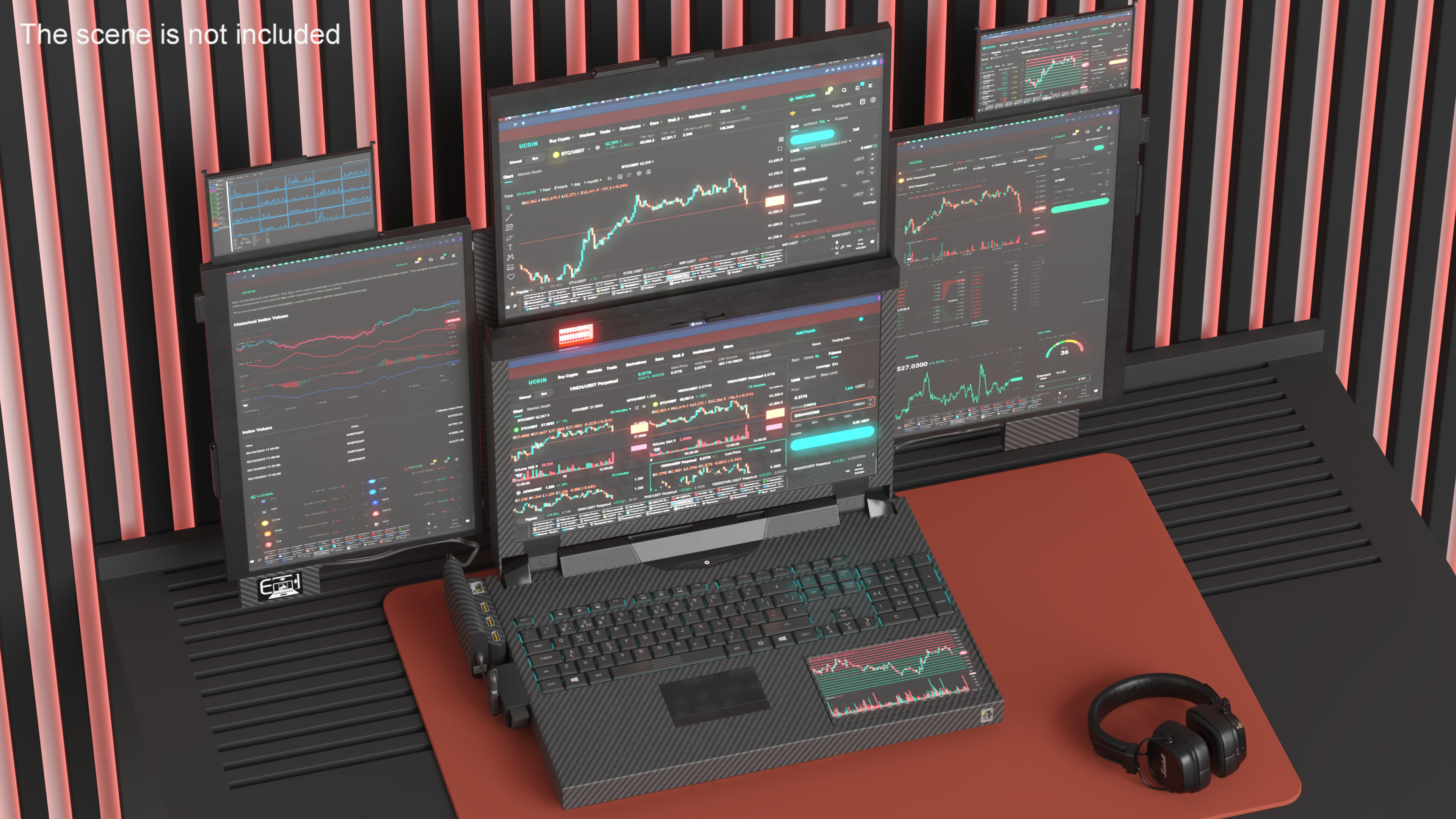 Professional Laptop with Miner Software Rigged 3D model