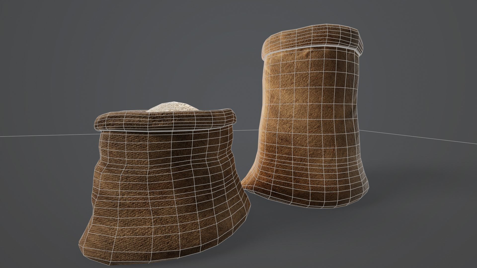 White Rice Sacks Low-poly 3D model_9