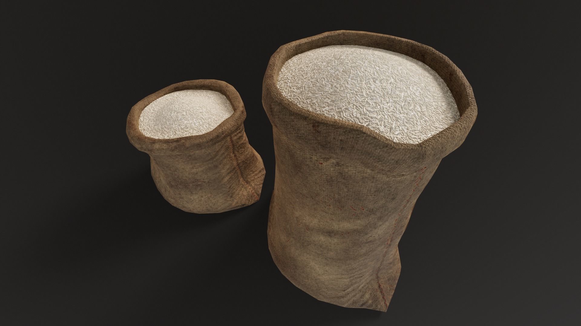 White Rice Sacks Low-poly 3D model_5