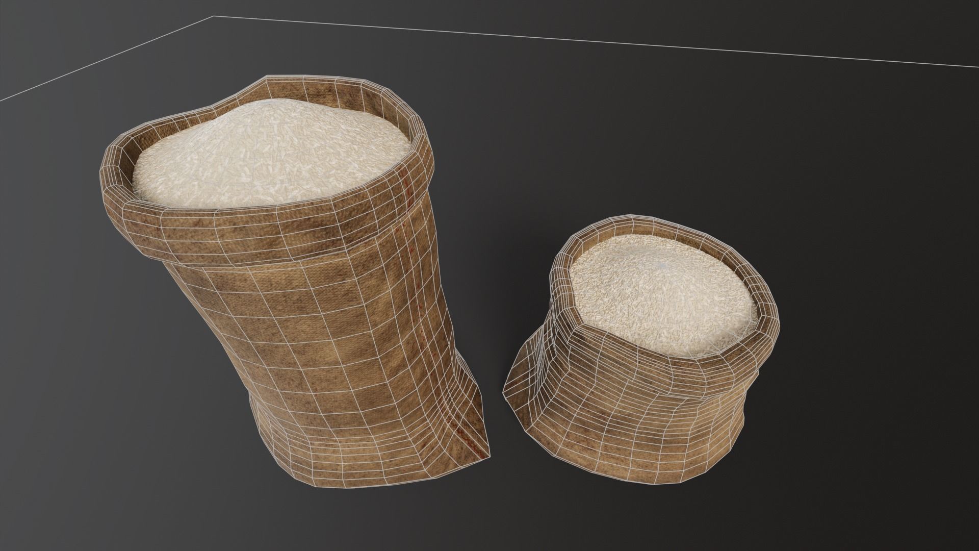 White Rice Sacks Low-poly 3D model_10
