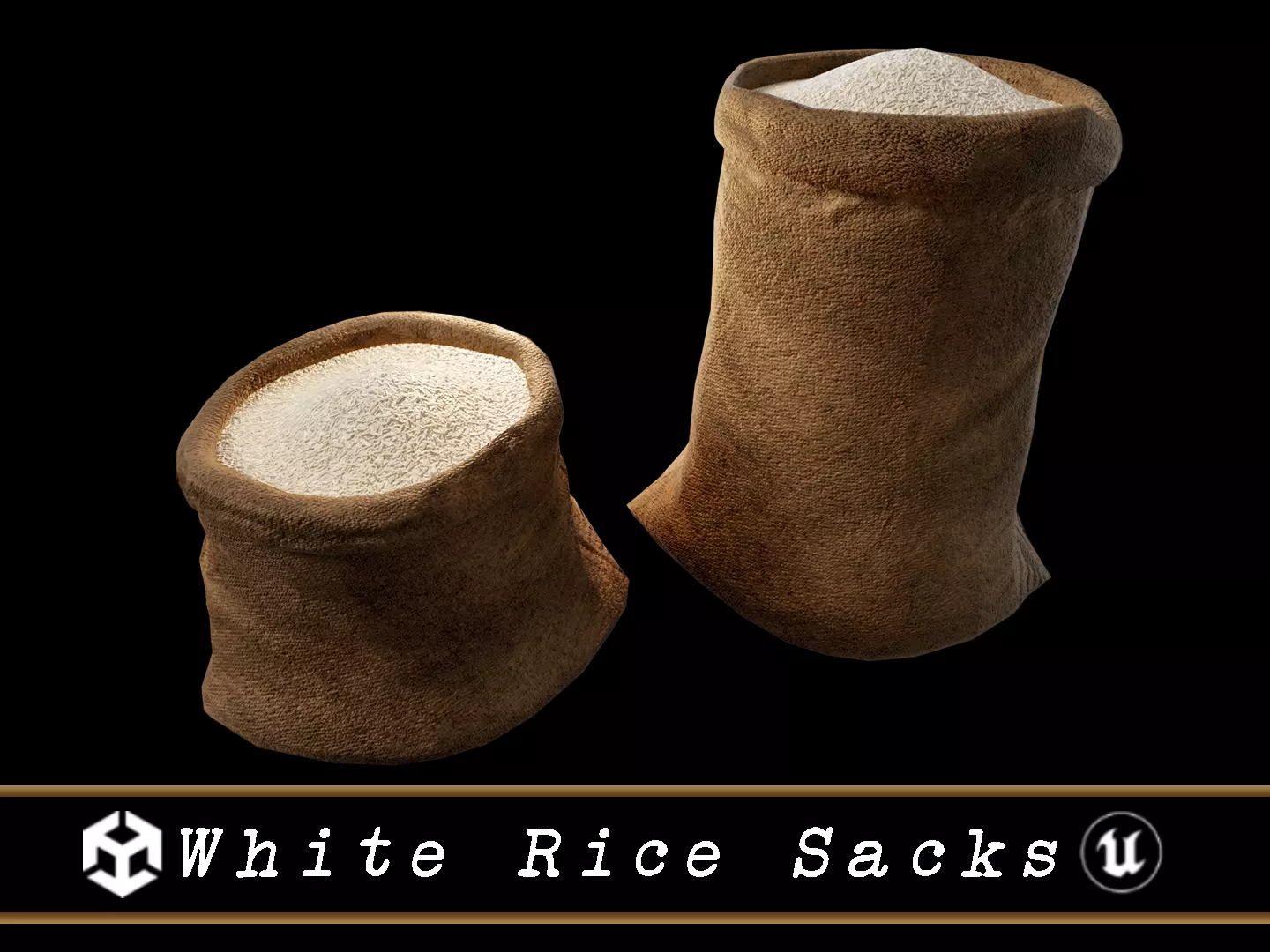 White Rice Sacks Low-poly 3D model_0