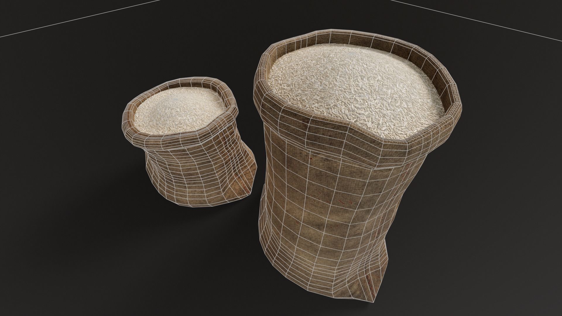 White Rice Sacks Low-poly 3D model_11