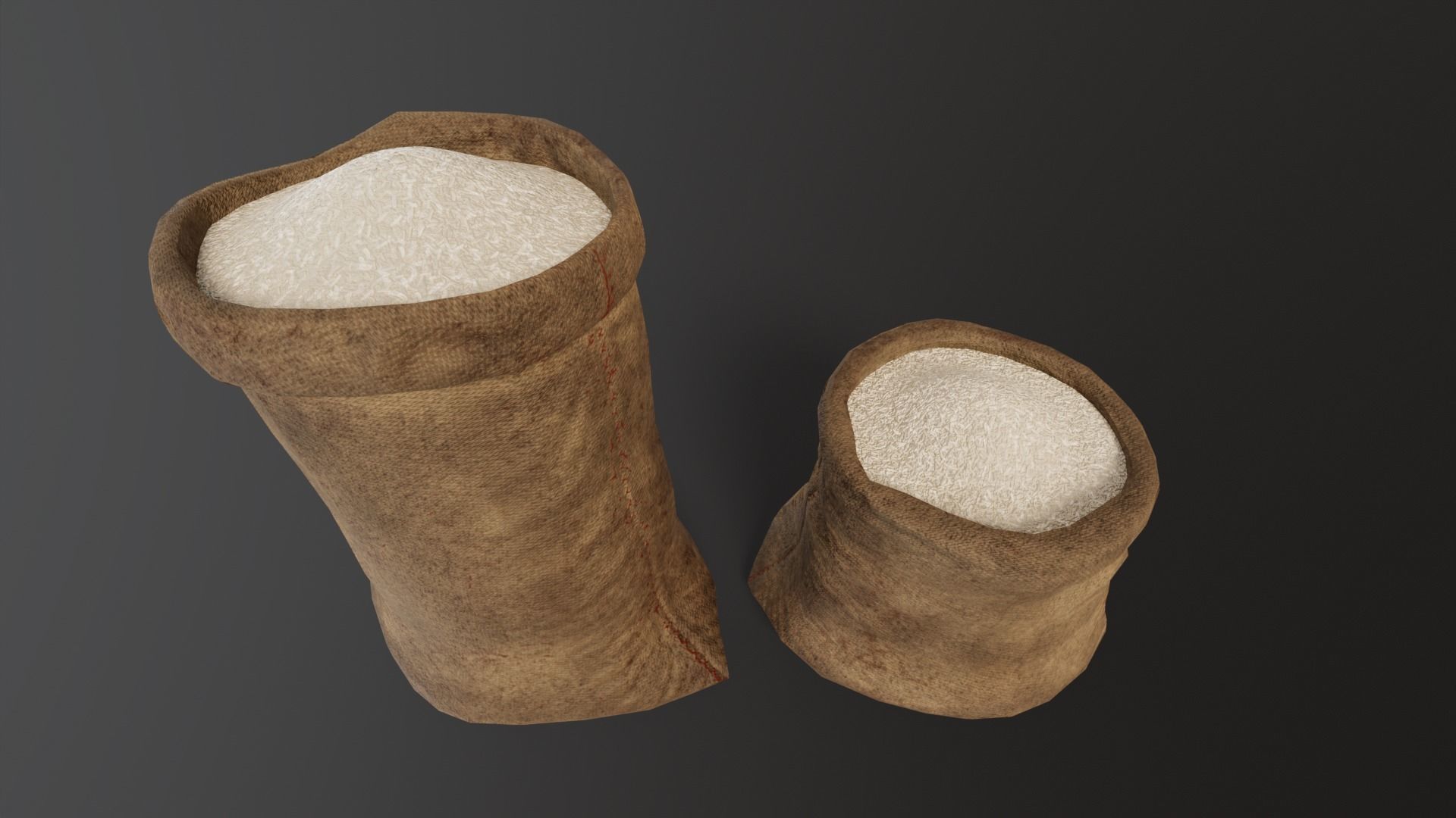 White Rice Sacks Low-poly 3D model_6