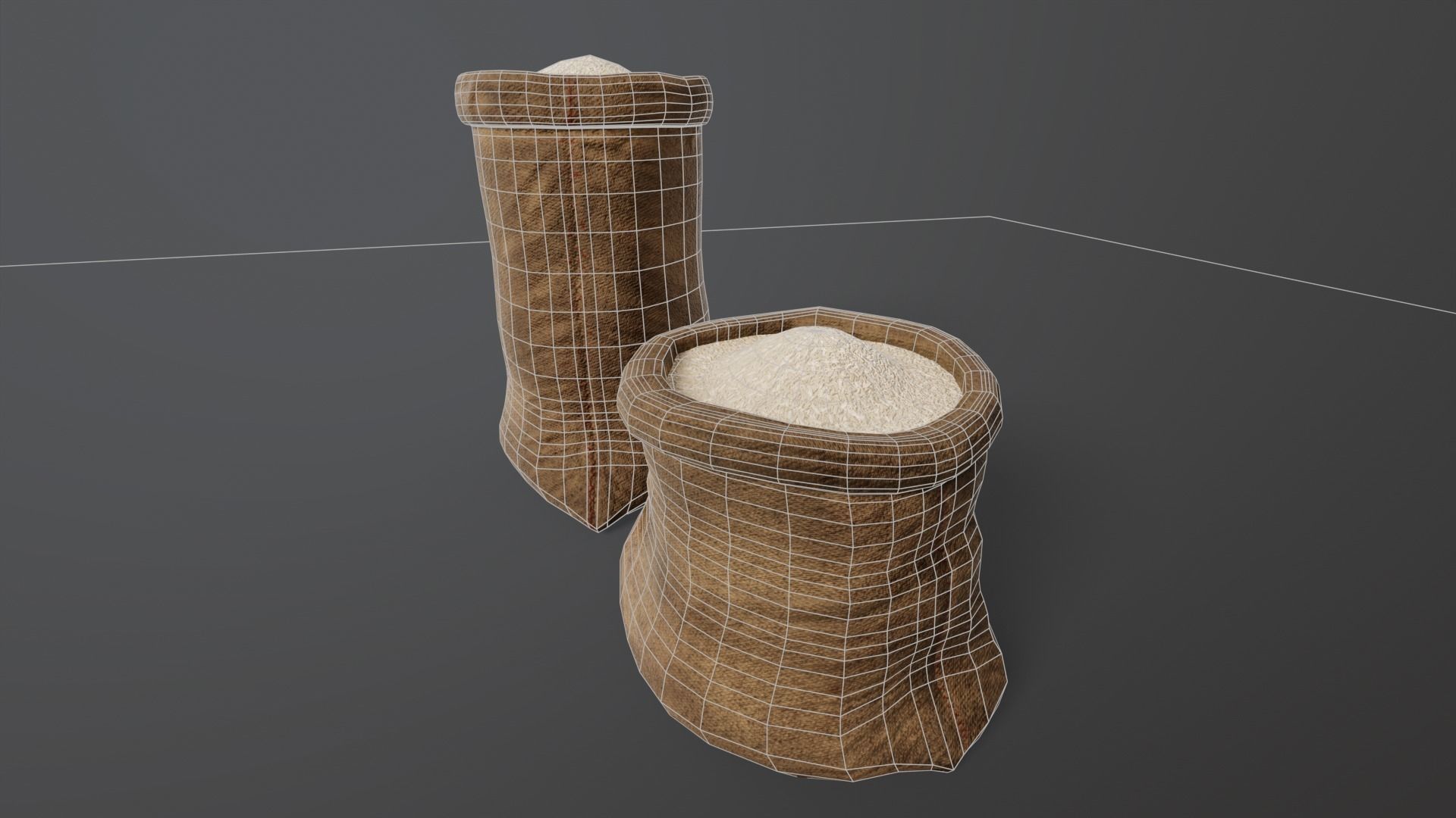 White Rice Sacks Low-poly 3D model_7