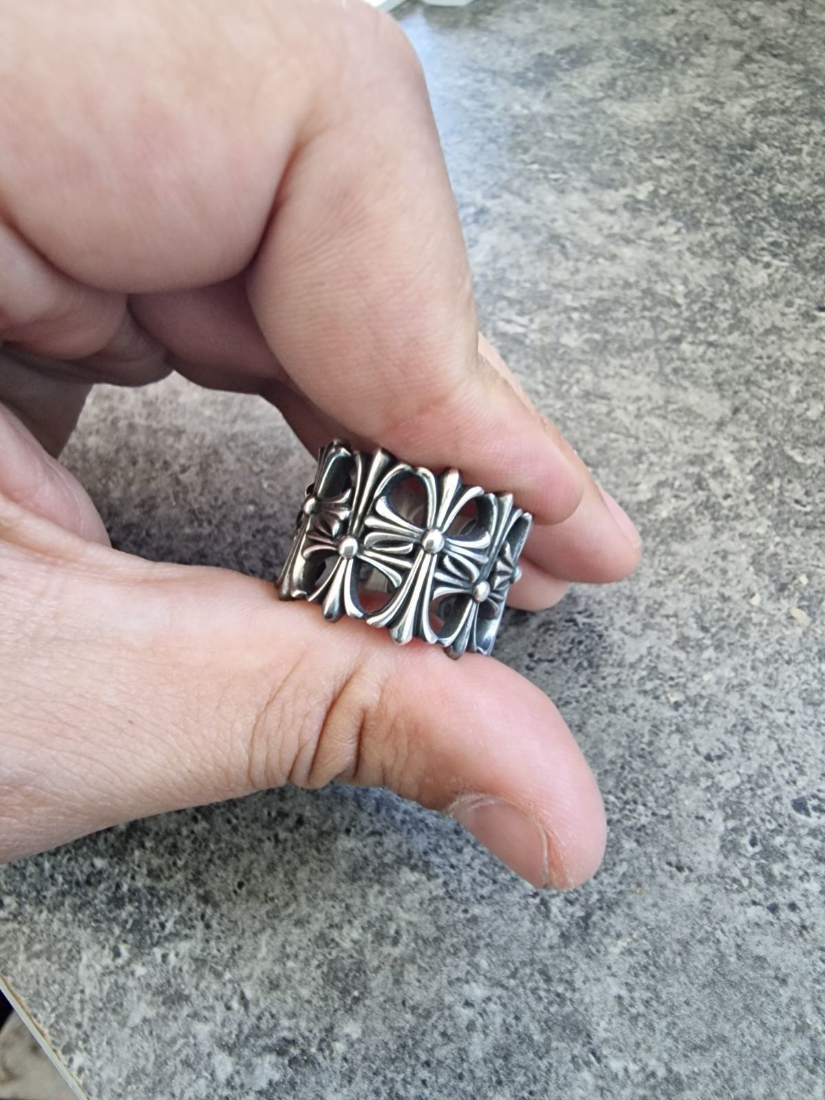 Chrome Hearts style Cemetery Ring 3D print model_3