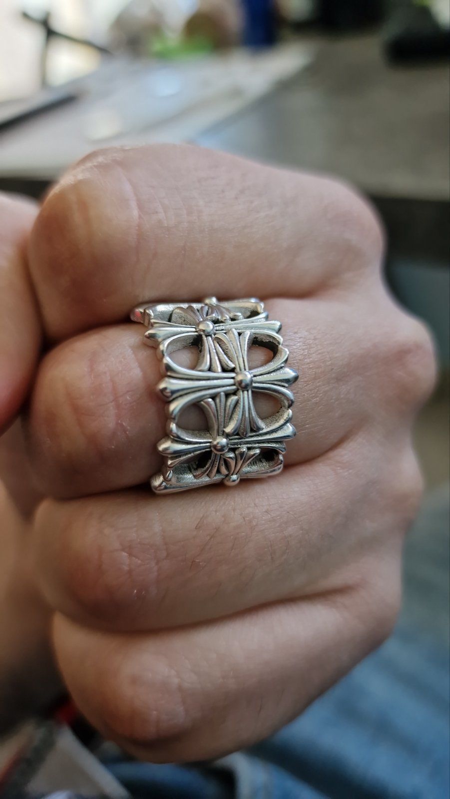 Chrome Hearts style Cemetery Ring 3D print model_2