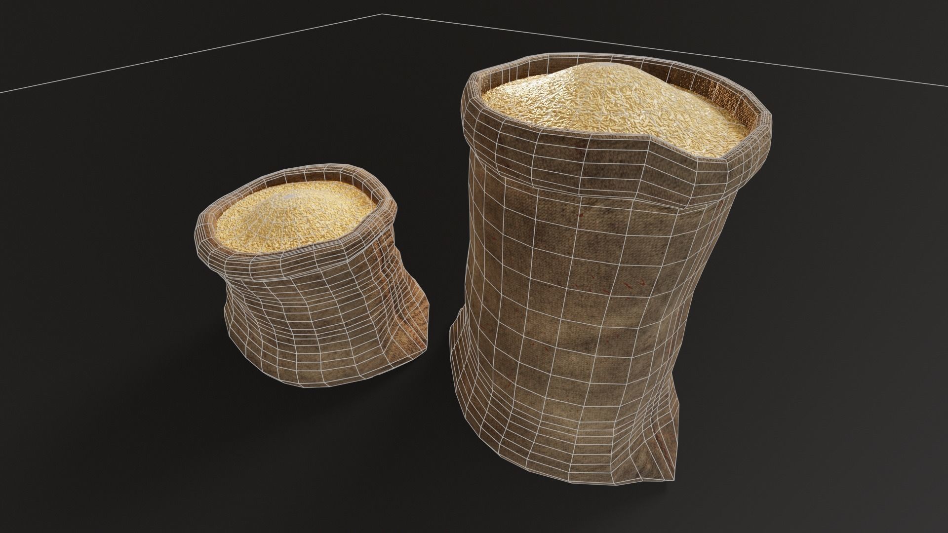 Brown Rice Sacks Low-poly 3D model_15