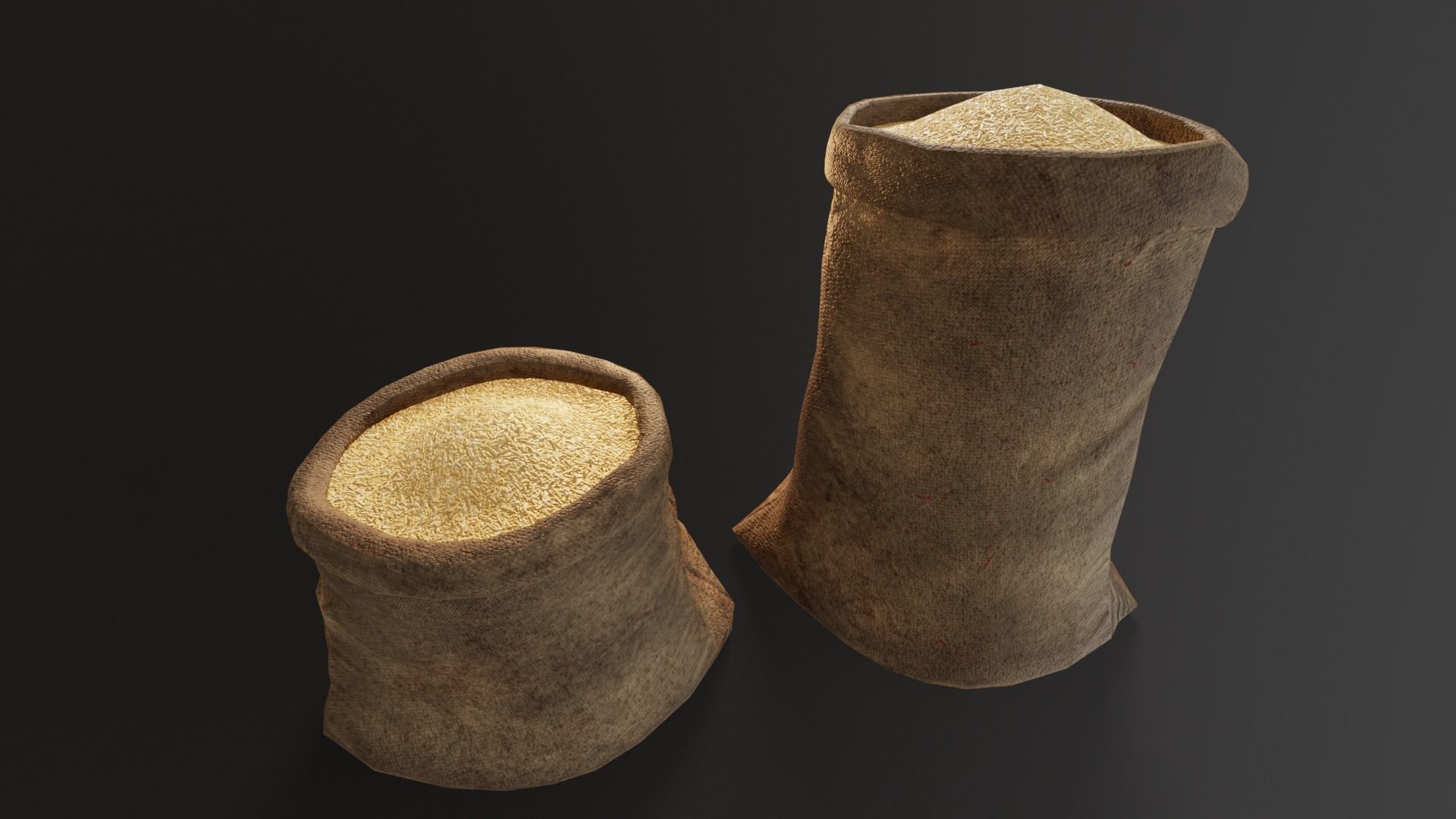 Brown Rice Sacks Low-poly 3D model_2