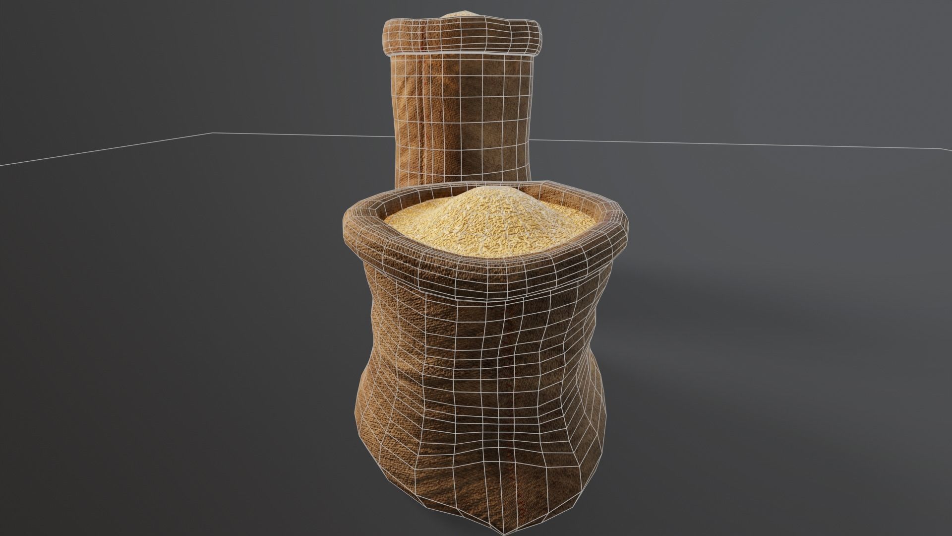 Brown Rice Sacks Low-poly 3D model_7