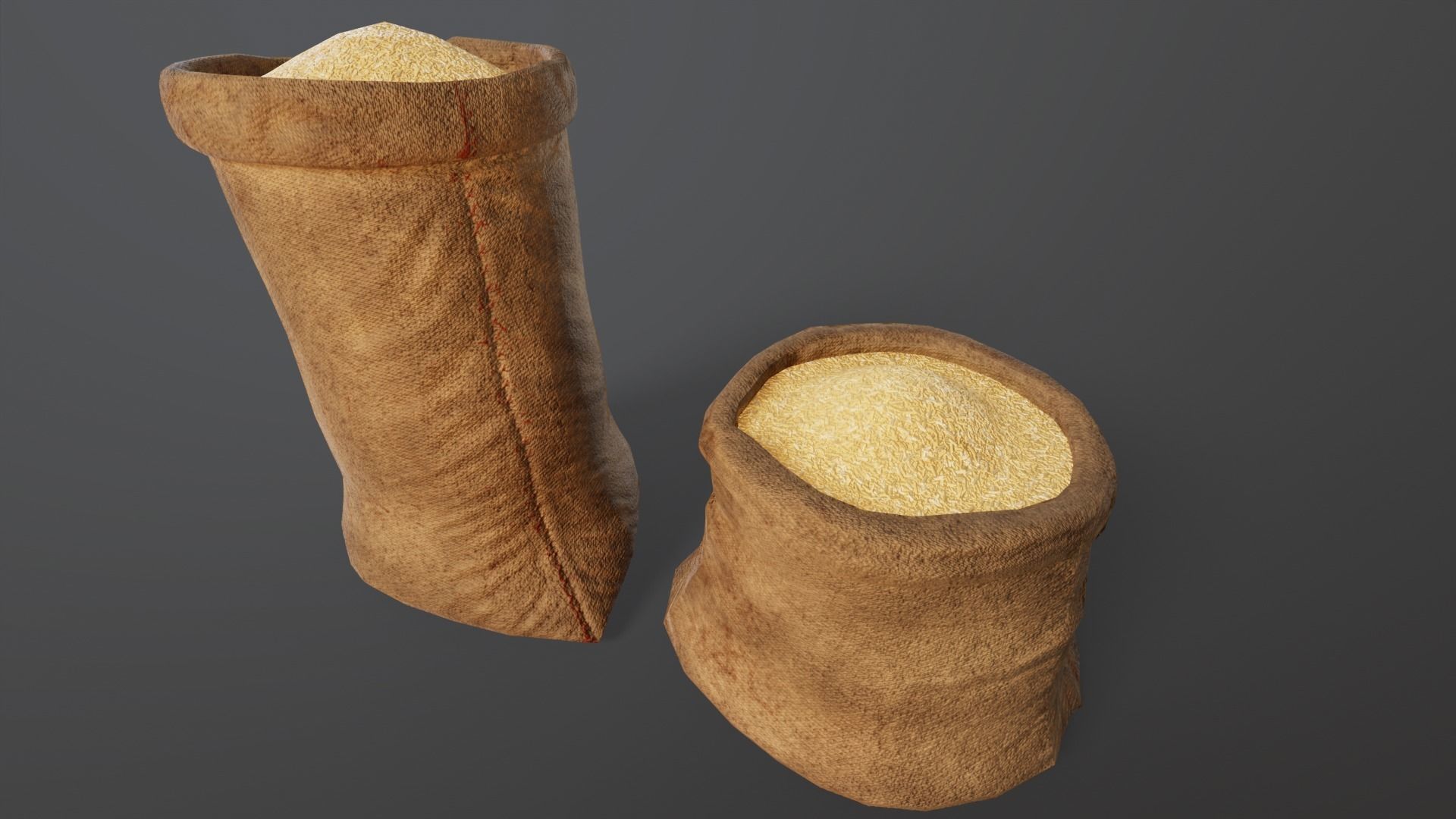 Brown Rice Sacks Low-poly 3D model_8