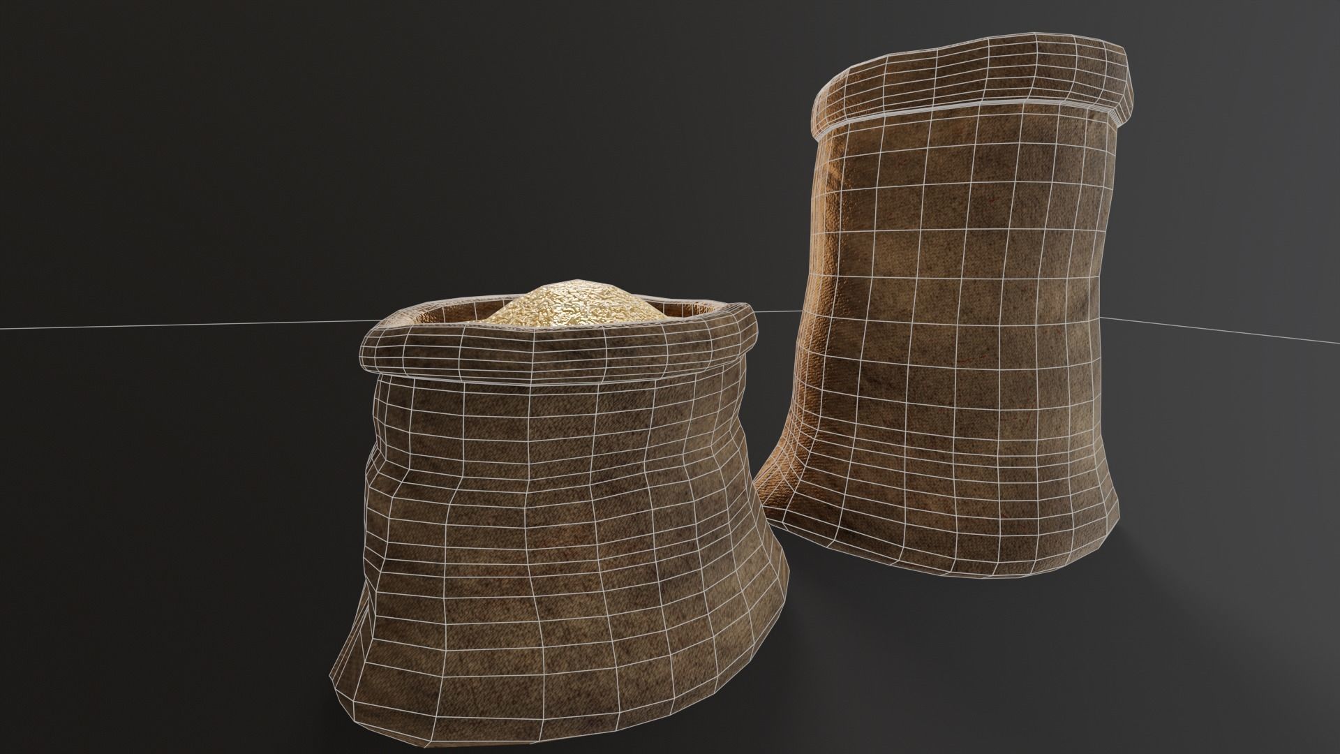 Brown Rice Sacks Low-poly 3D model_5
