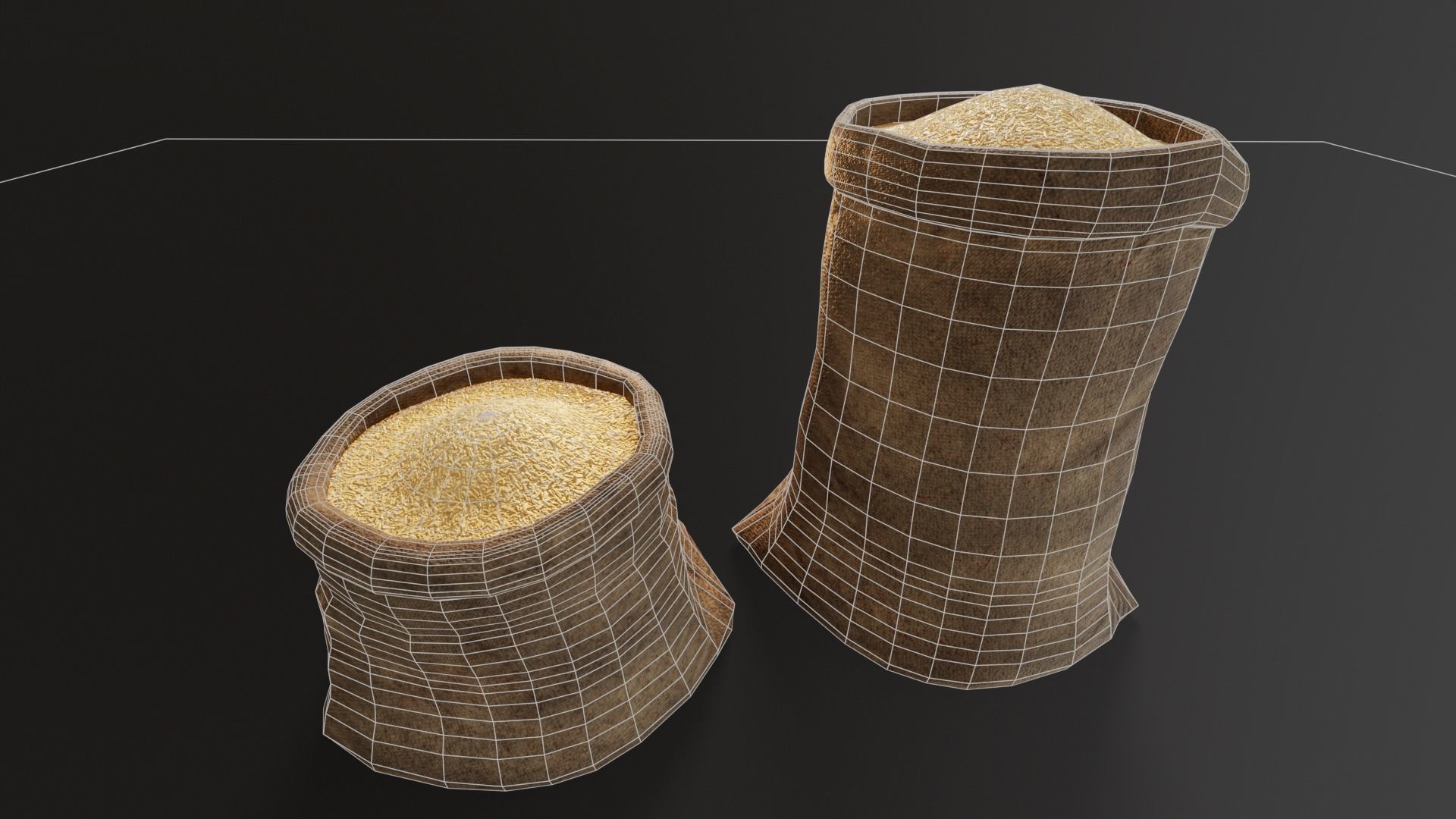 Brown Rice Sacks Low-poly 3D model_3