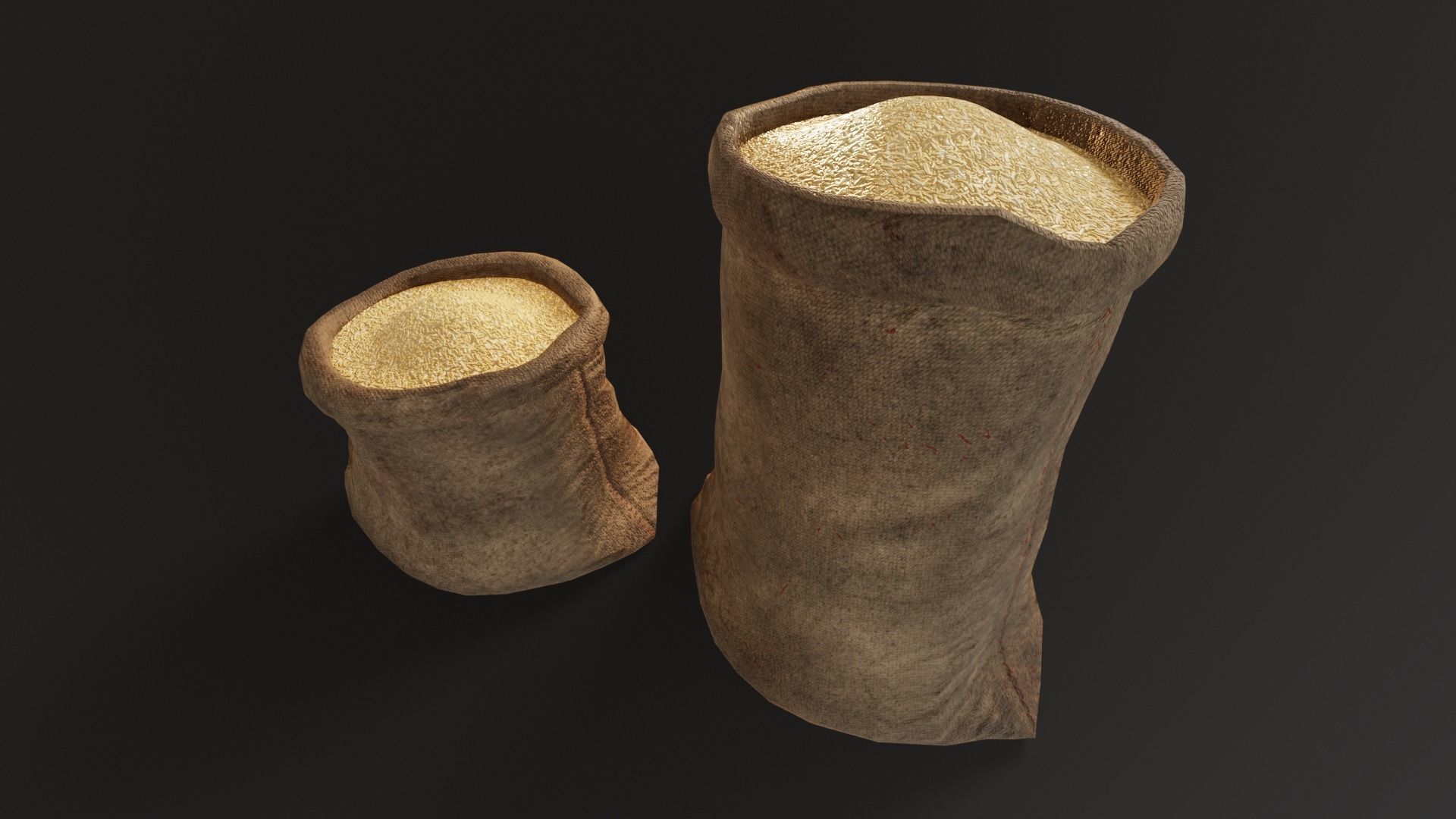 Brown Rice Sacks Low-poly 3D model_14