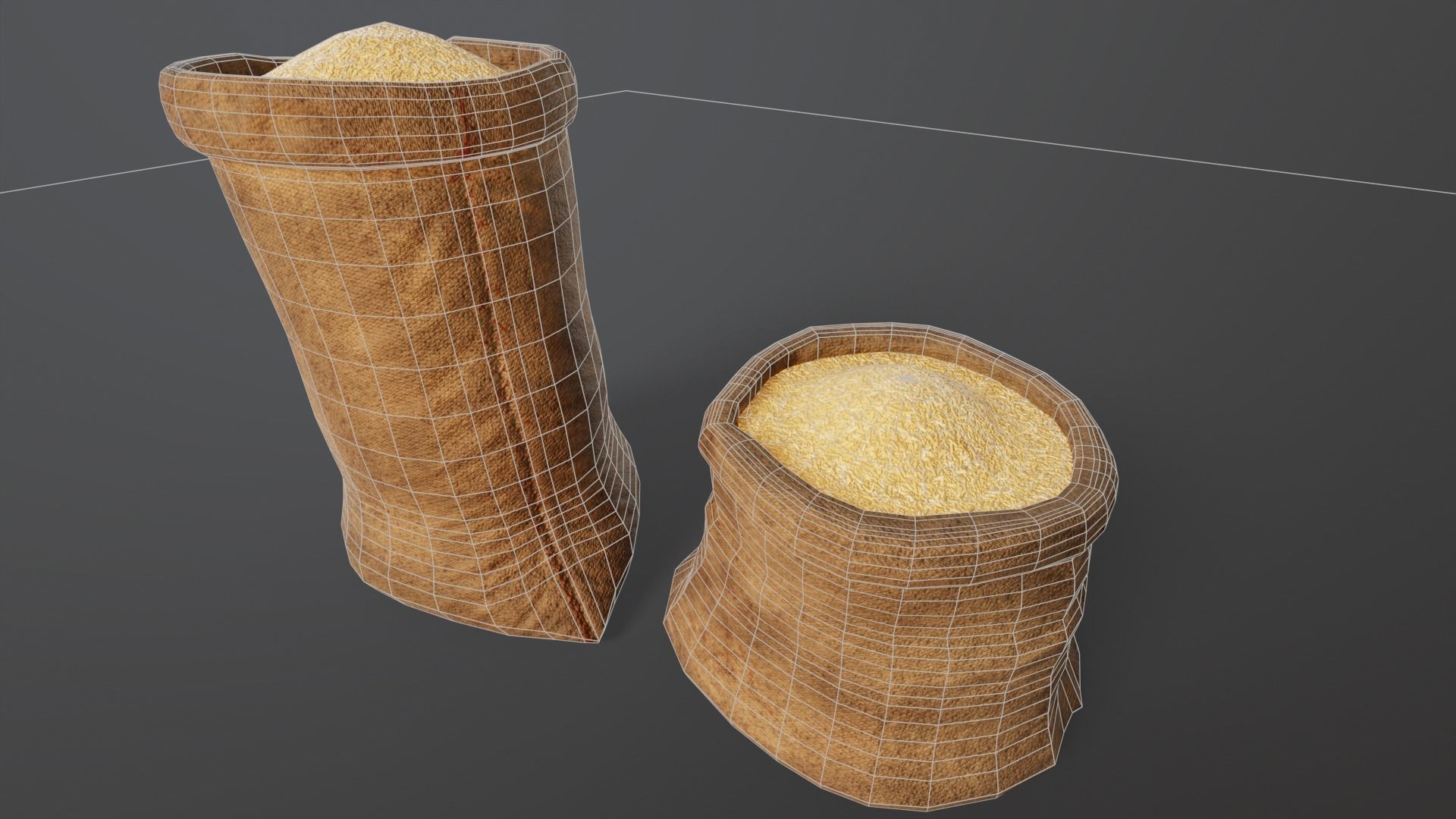 Brown Rice Sacks Low-poly 3D model_9
