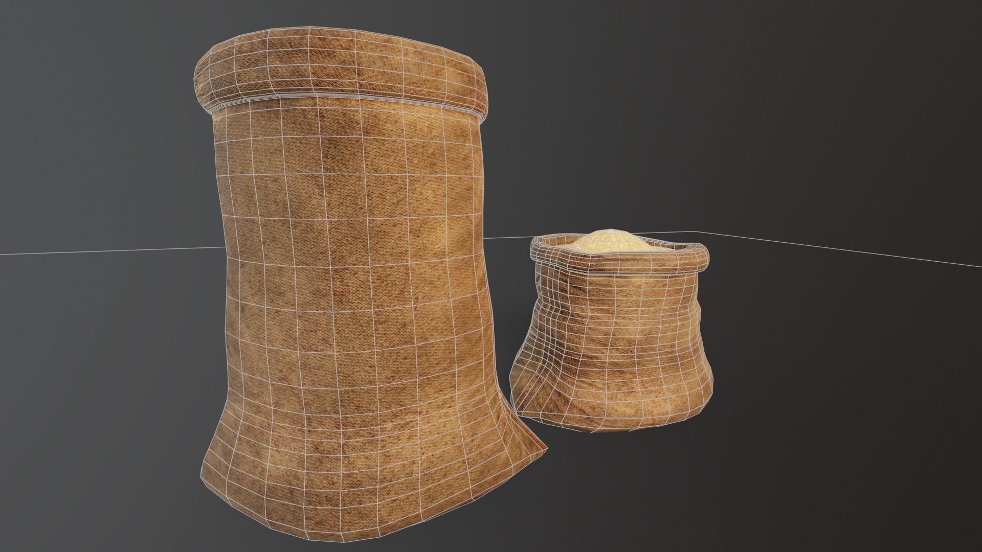 Brown Rice Sacks Low-poly 3D model_13