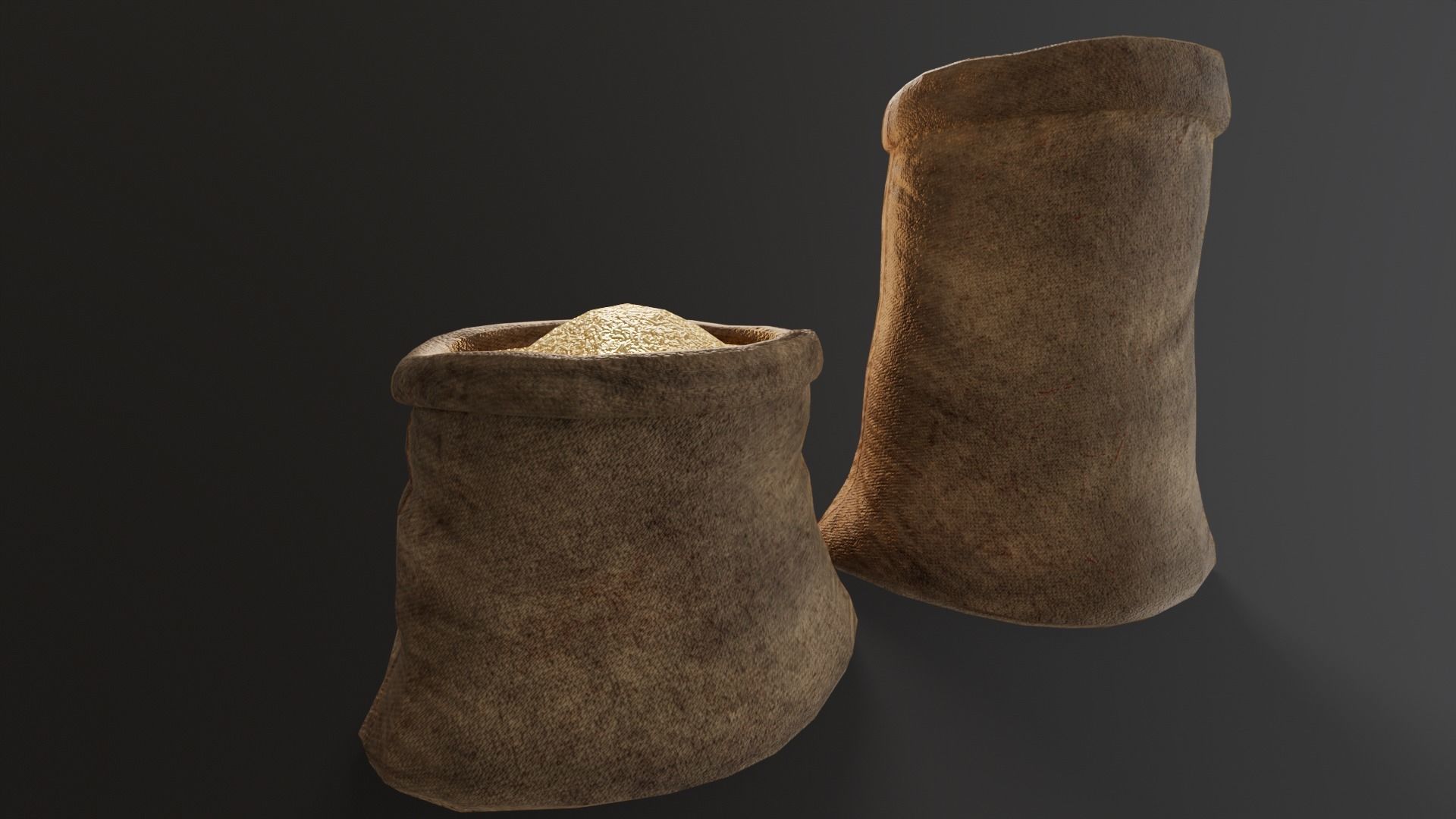 Brown Rice Sacks Low-poly 3D model_4