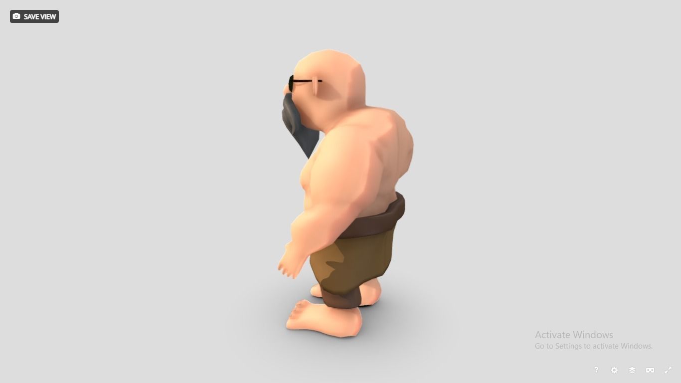 Primitive man - stone age man crood Low-poly 3D model_3