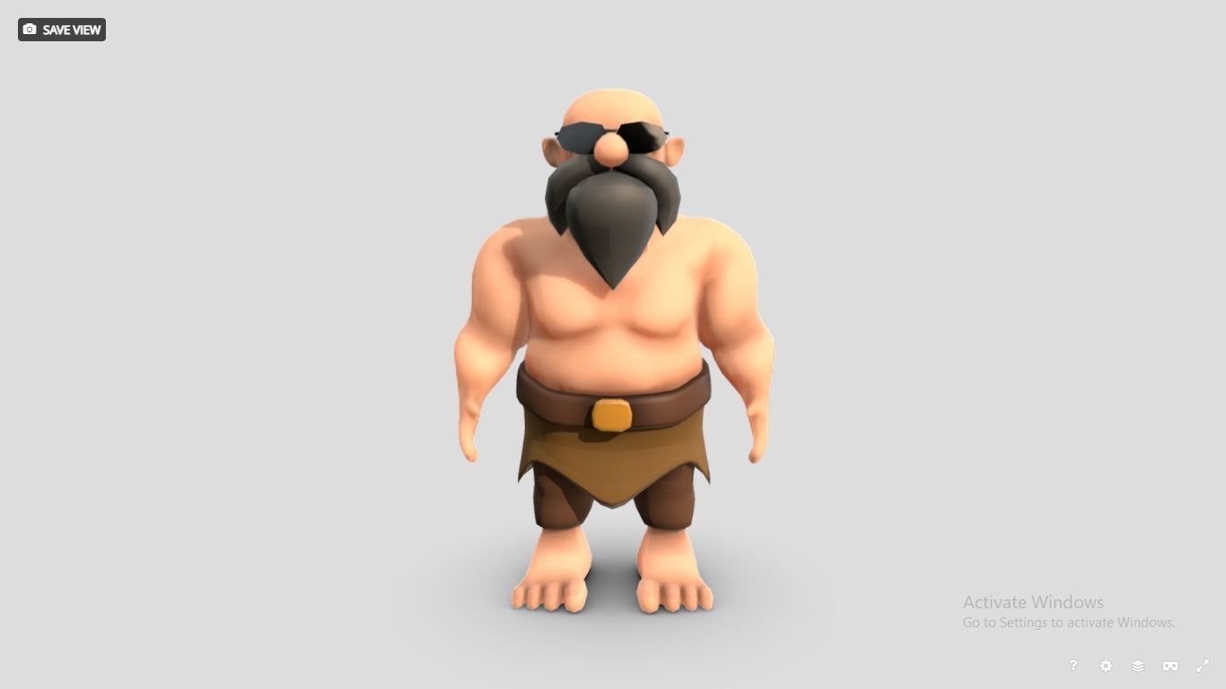 Primitive man - stone age man crood Low-poly 3D model_1