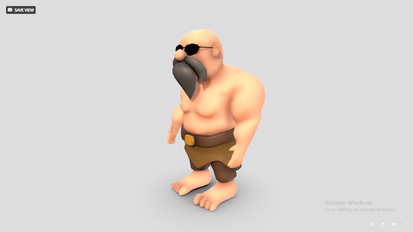 Primitive man - stone age man crood Low-poly 3D model_2