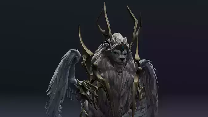 Seraphic Roar beast Animated Rigged 3D Model Low-poly 3D model