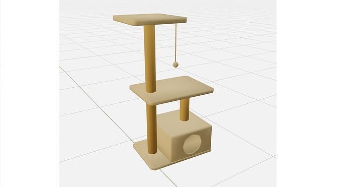 Simple Beige Low-Poly Cat Scratching Post Free 3D model