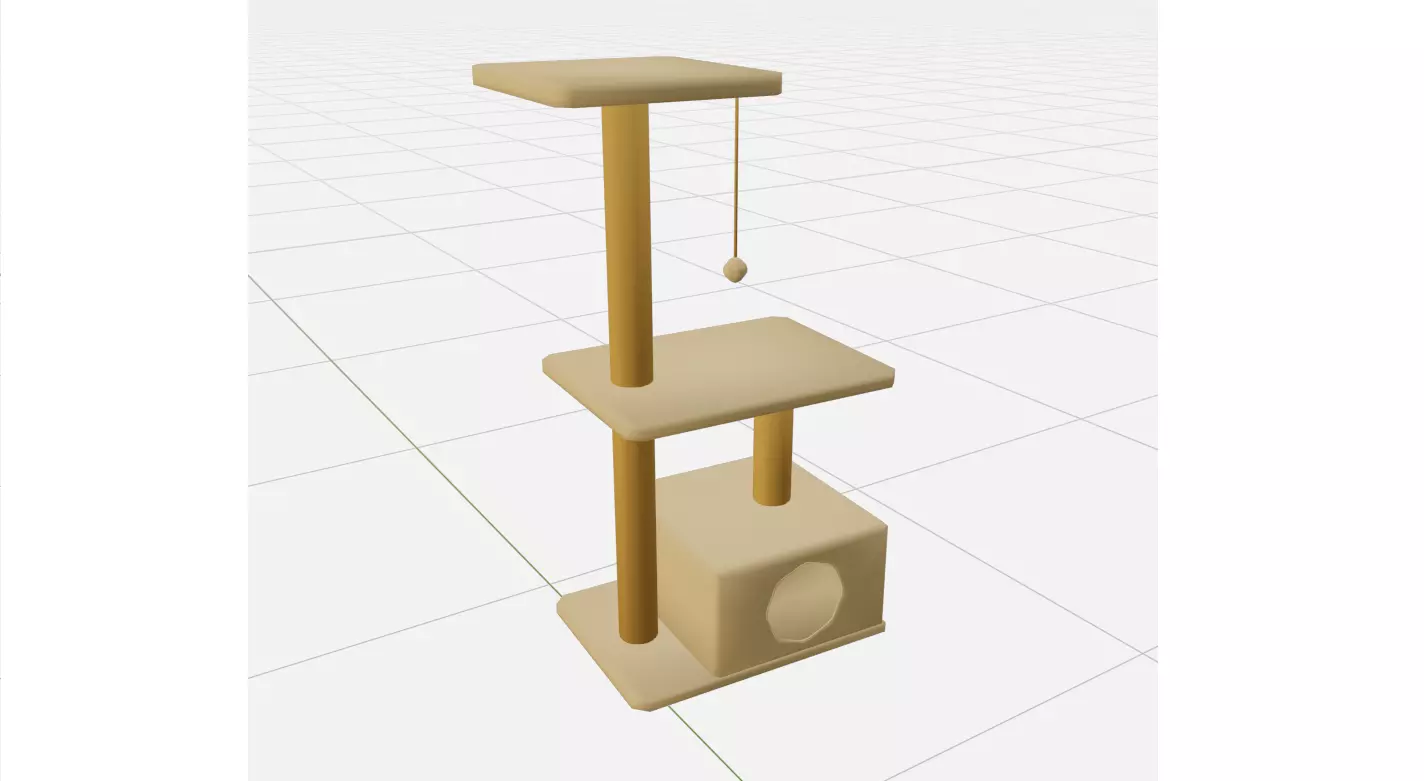 Simple Beige Low-Poly Cat Scratching Post Free 3D model