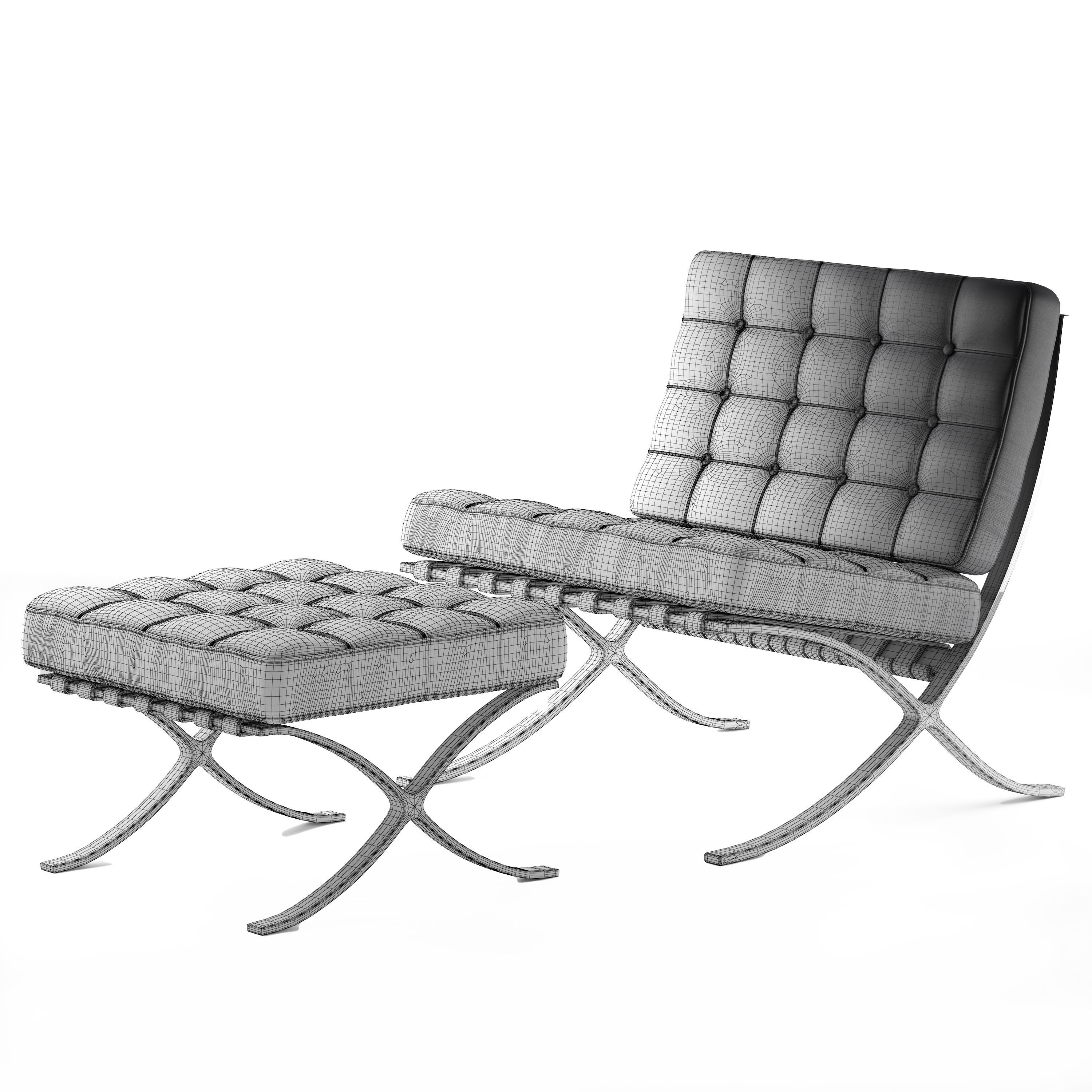 Armchair Barcelona 3D model_7