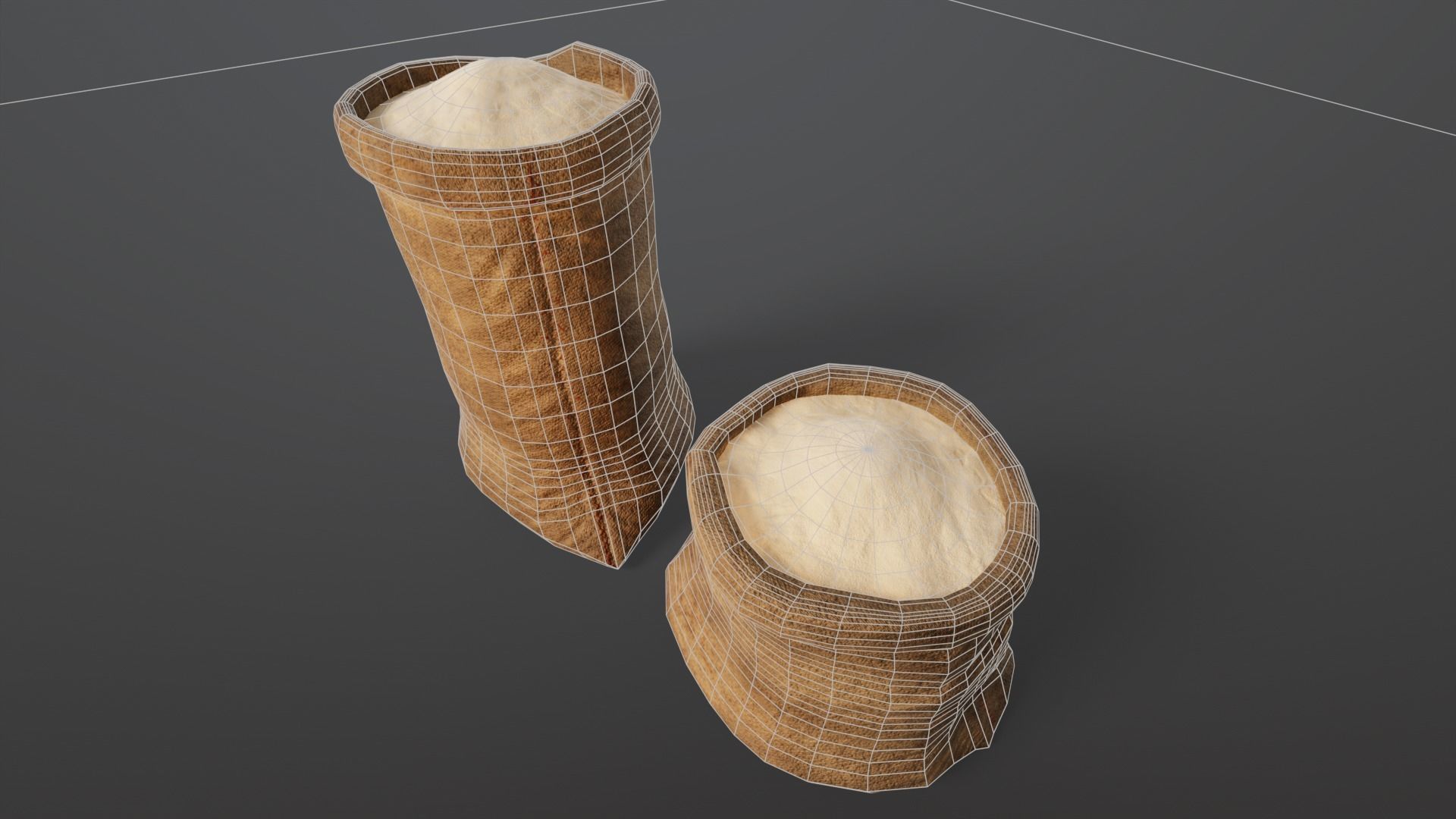 Brown Flour Sacks Low-poly 3D model_4