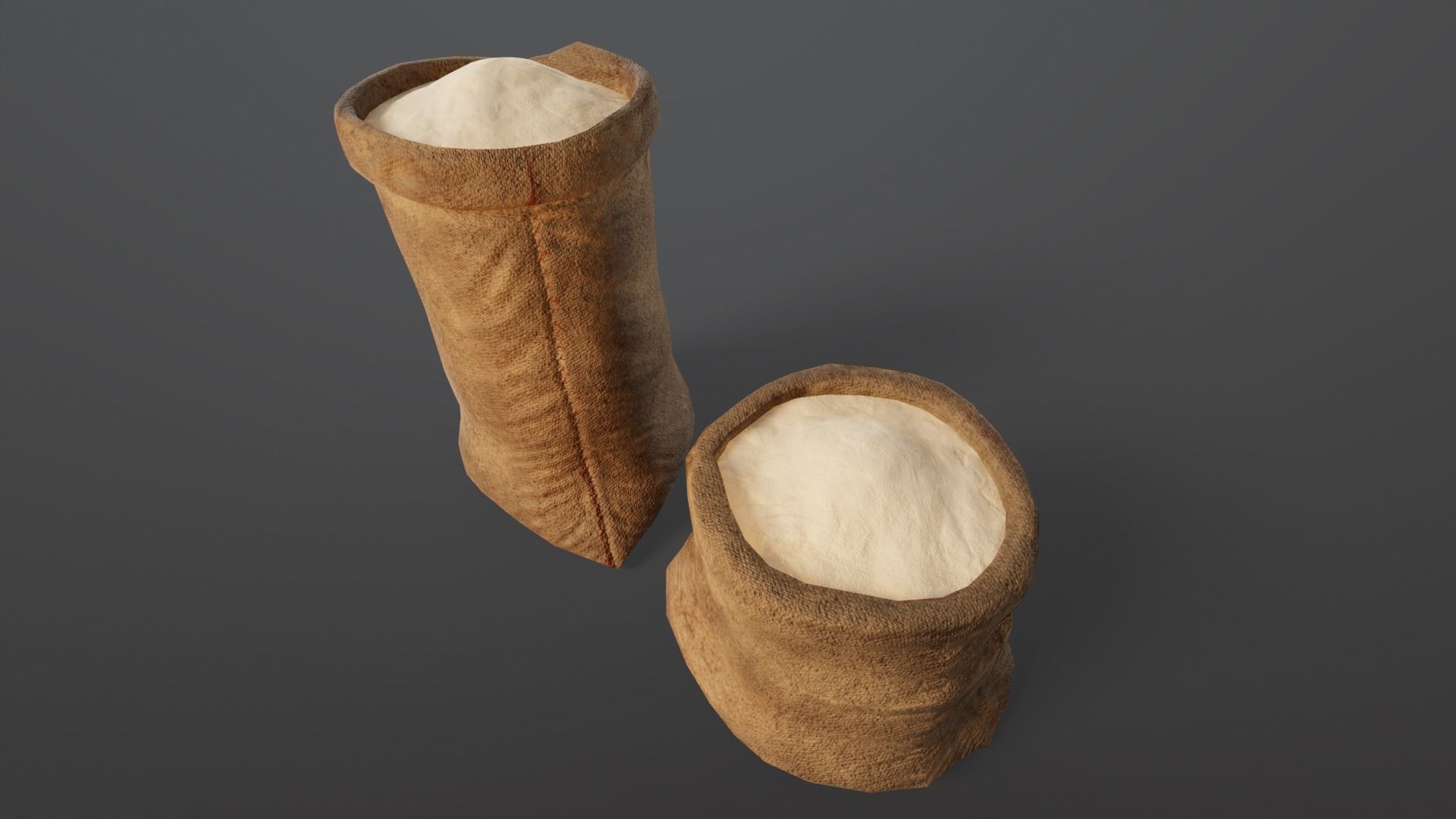 Brown Flour Sacks Low-poly 3D model_3