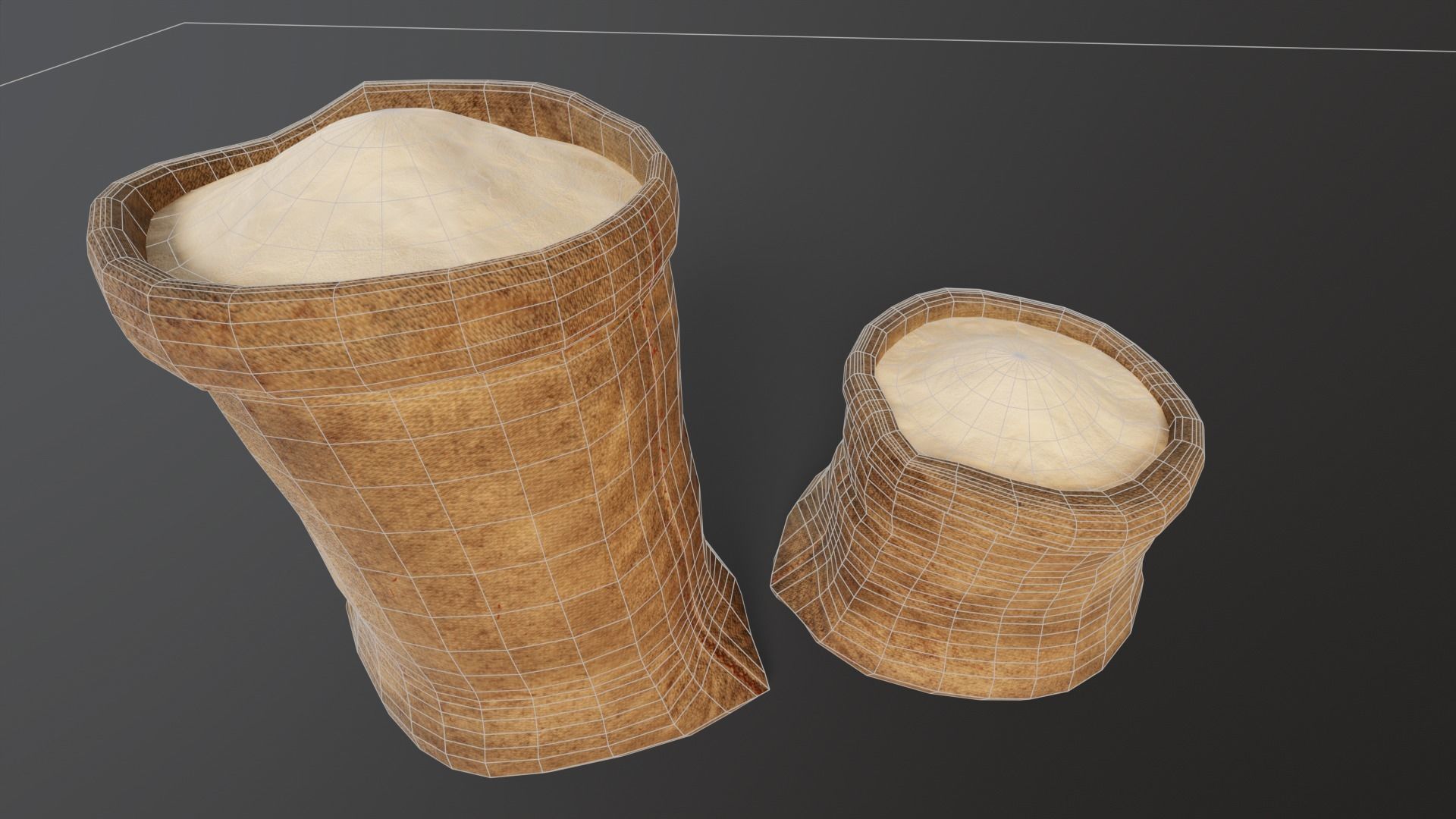 Brown Flour Sacks Low-poly 3D model_7