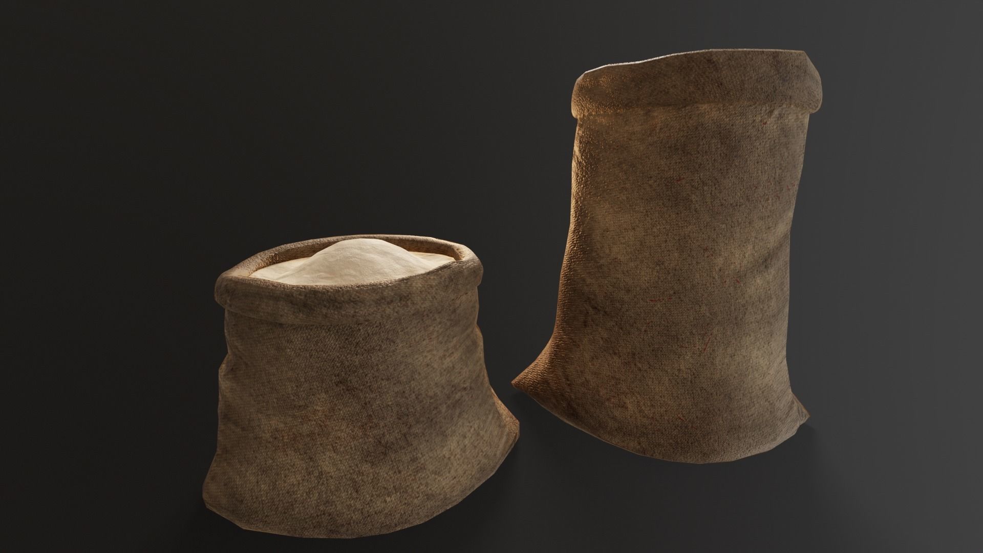 Brown Flour Sacks Low-poly 3D model_5