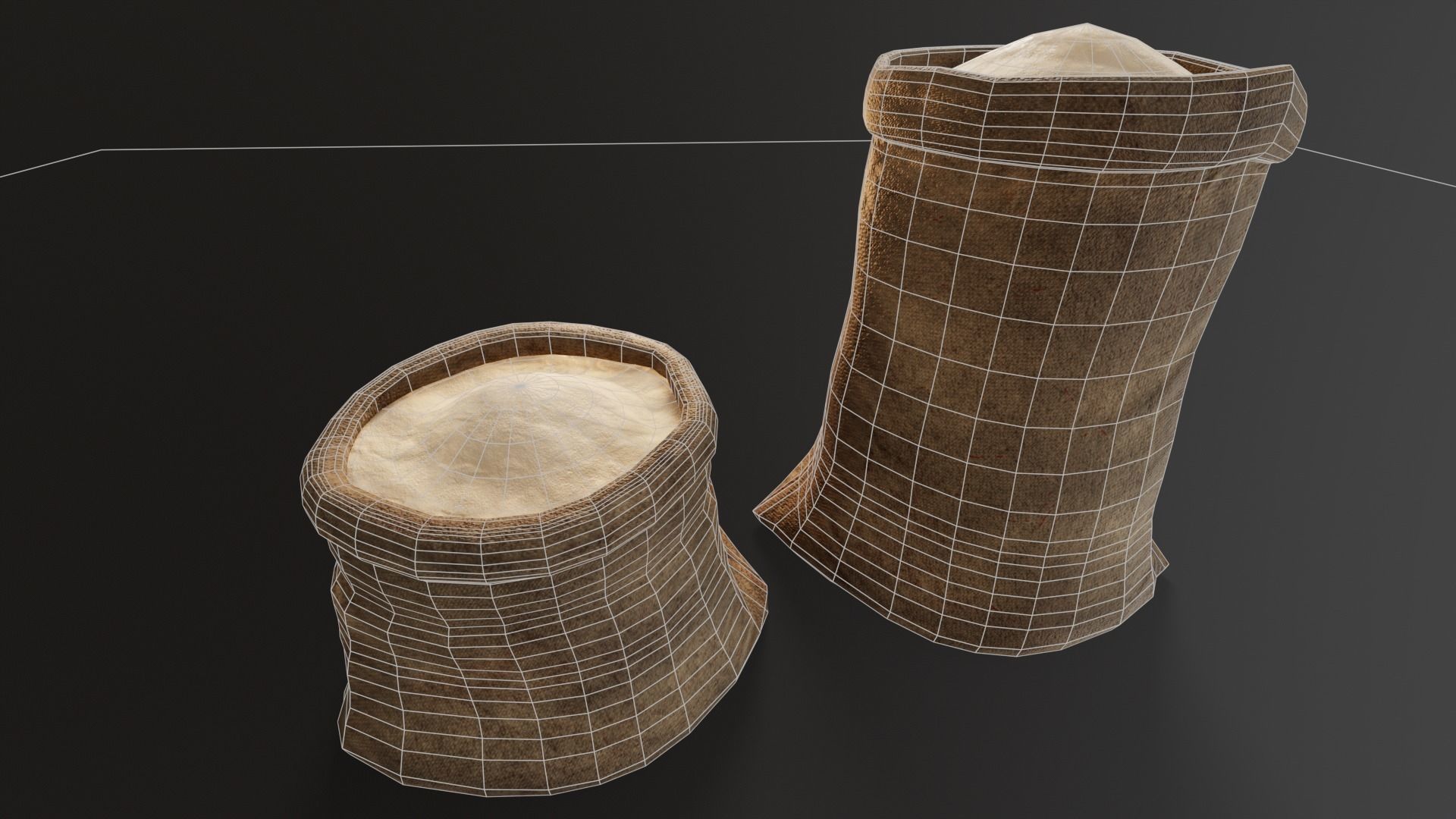 Brown Flour Sacks Low-poly 3D model_6