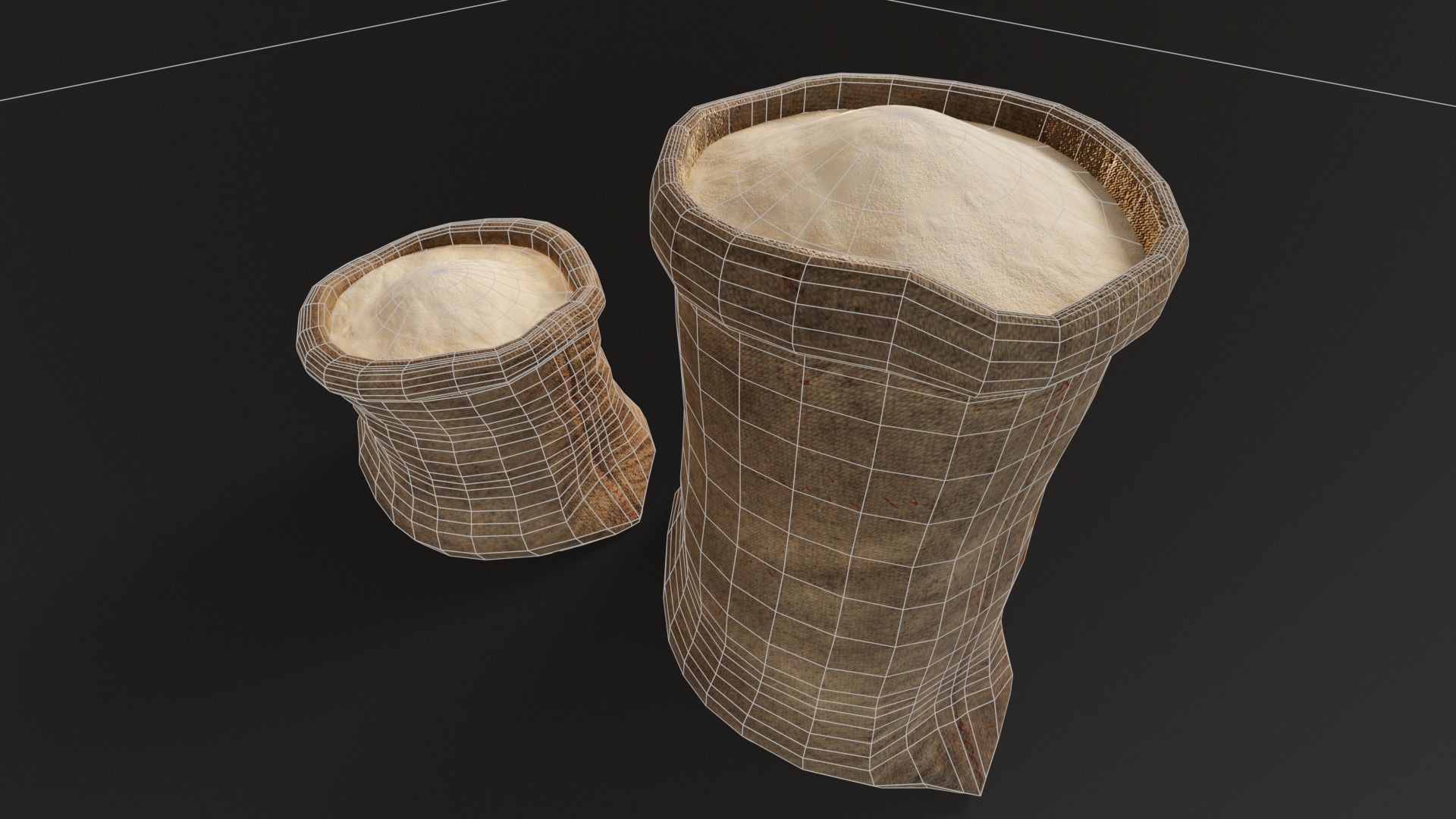 Brown Flour Sacks Low-poly 3D model_16
