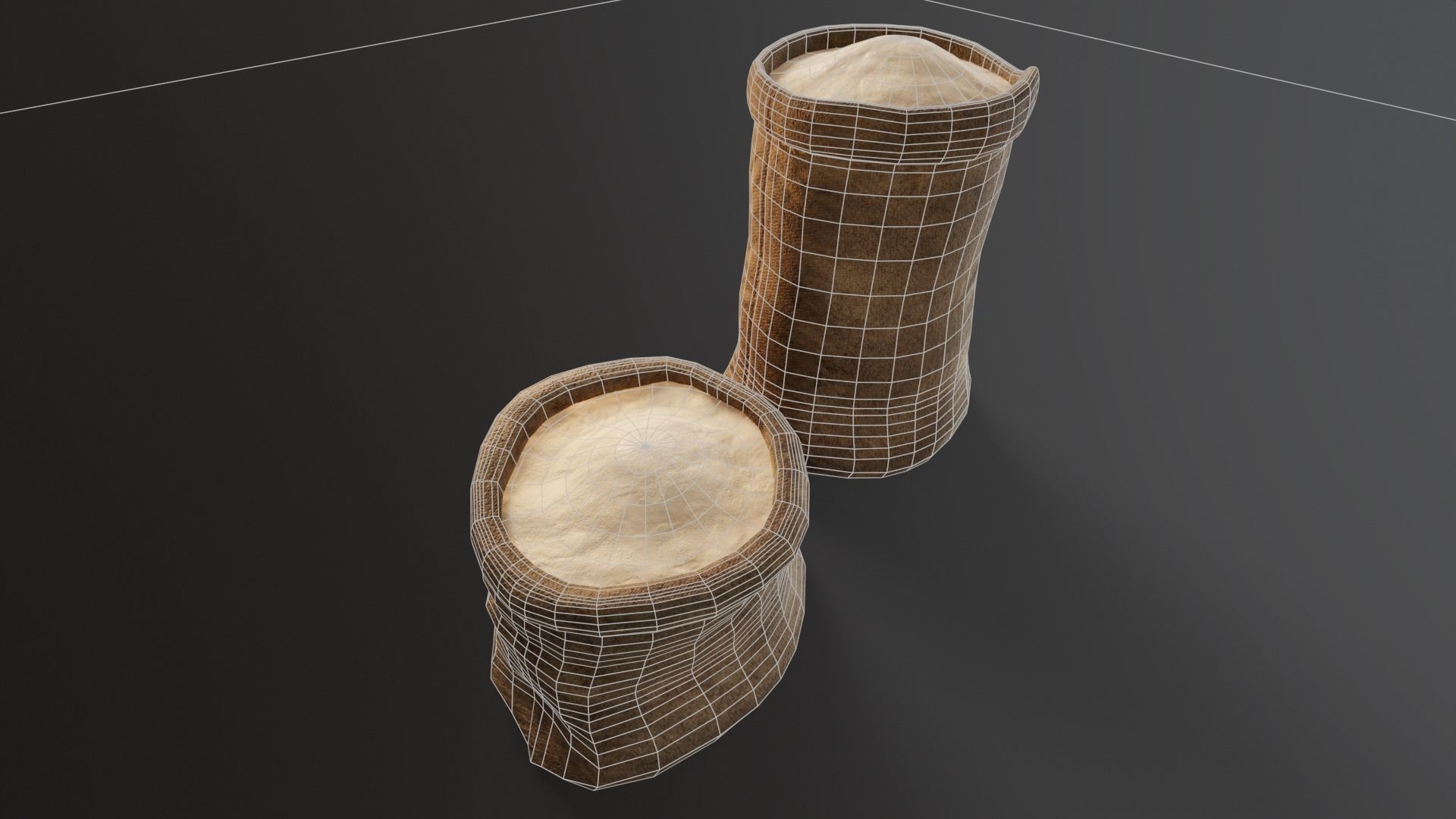 Brown Flour Sacks Low-poly 3D model_2