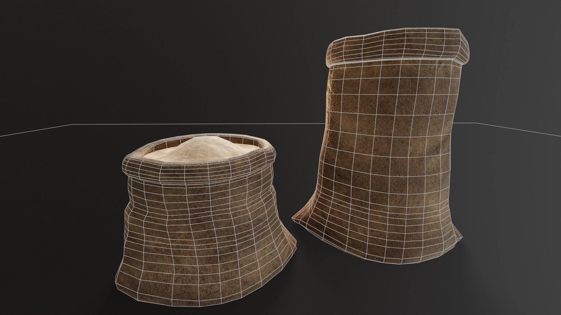 Brown Flour Sacks Low-poly 3D model_8