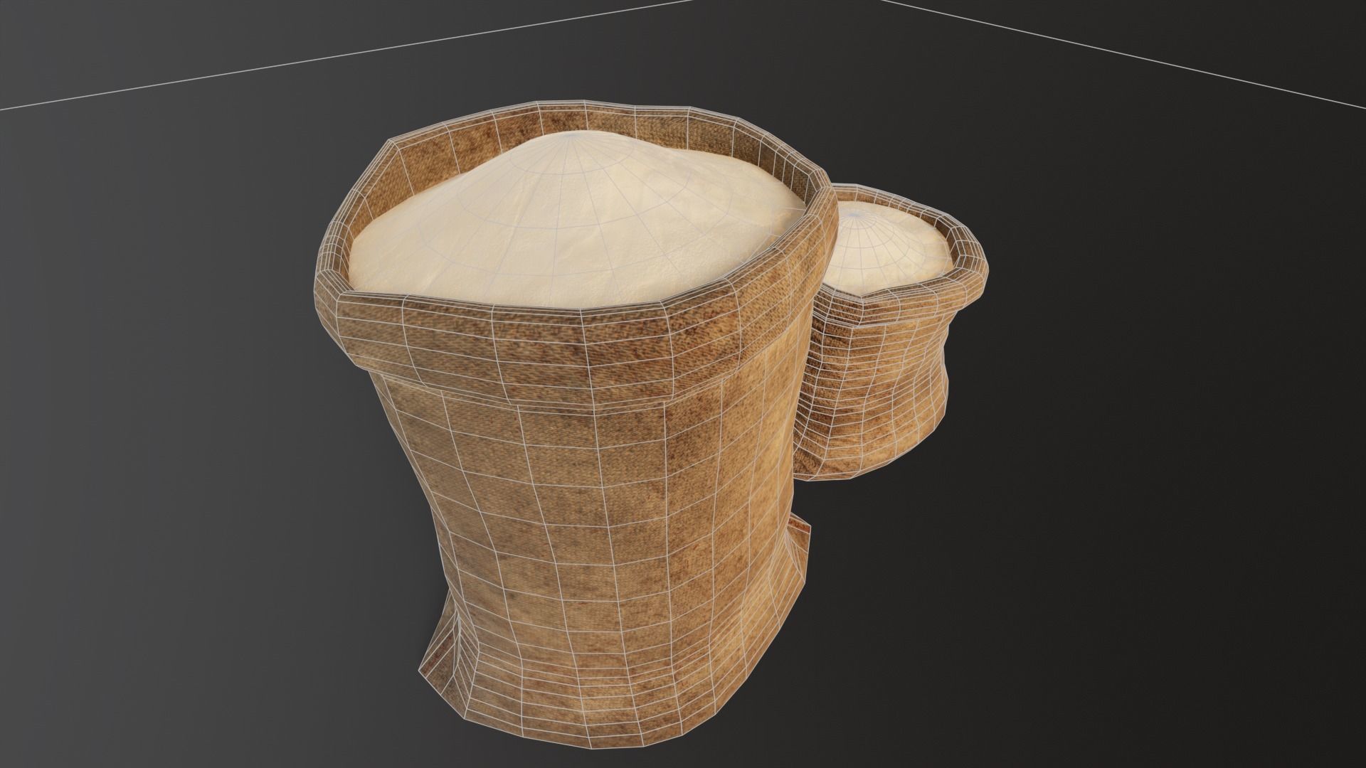 Brown Flour Sacks Low-poly 3D model_12