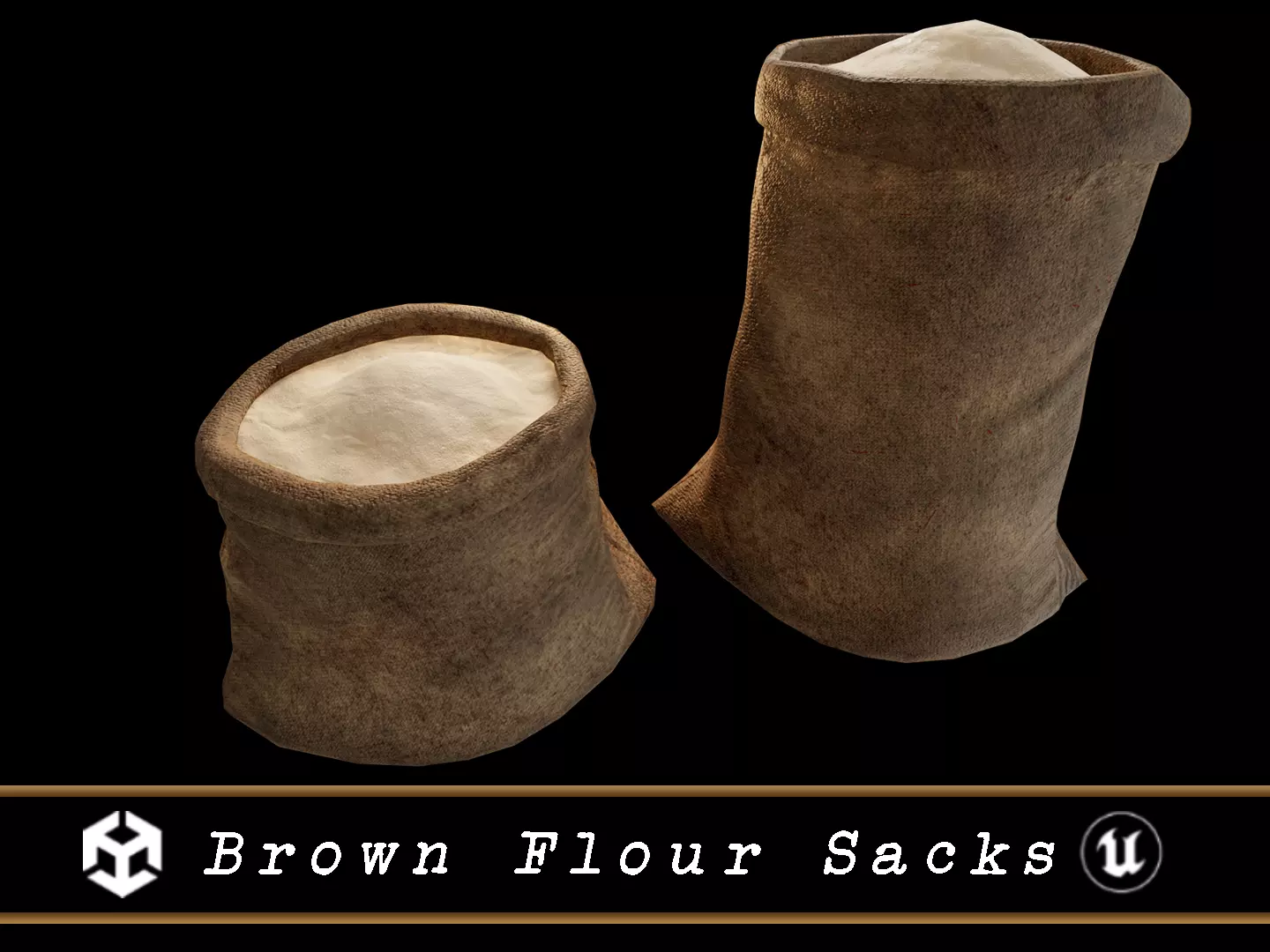 Brown Flour Sacks Low-poly 3D model_0