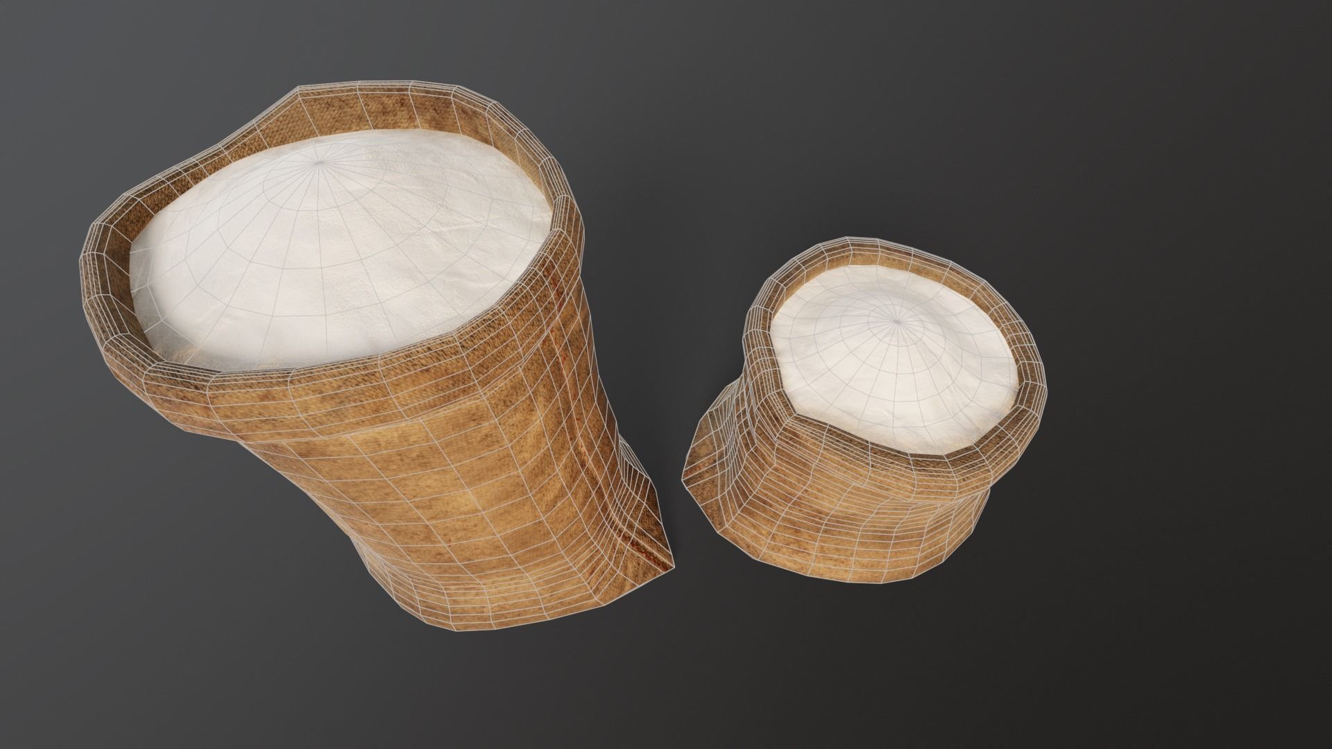 White Flour Sacks Low-poly 3D model_11