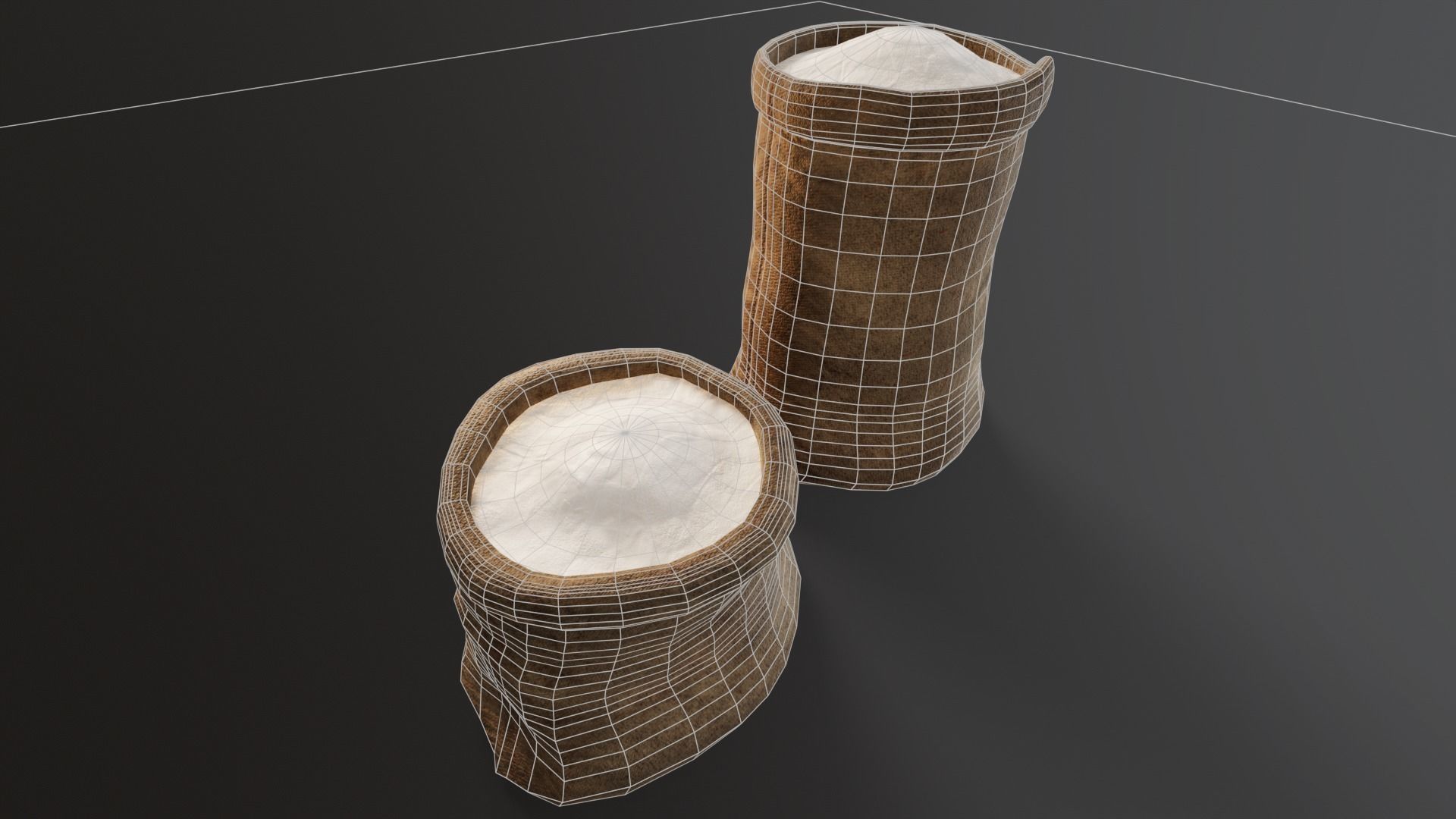 White Flour Sacks Low-poly 3D model_5