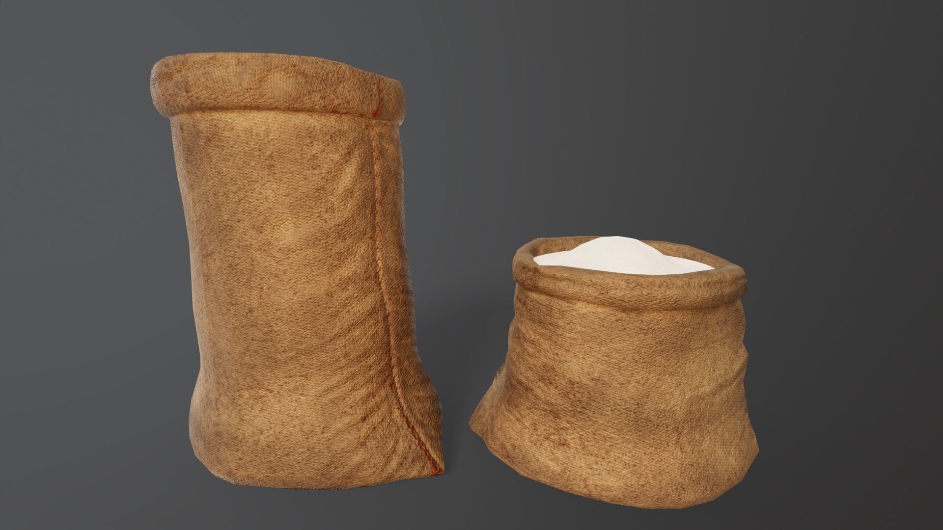 White Flour Sacks Low-poly 3D model_8