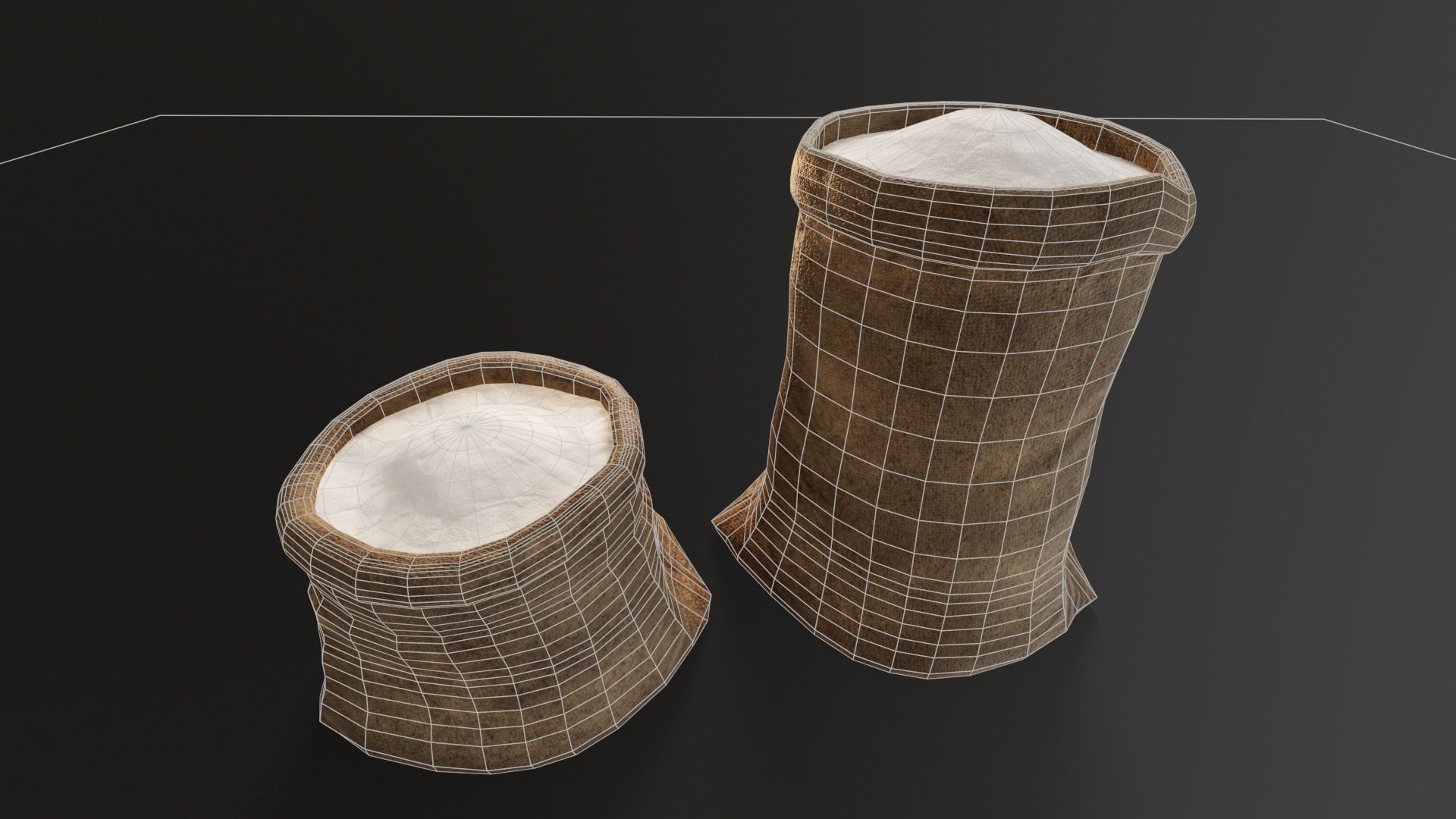 White Flour Sacks Low-poly 3D model_3