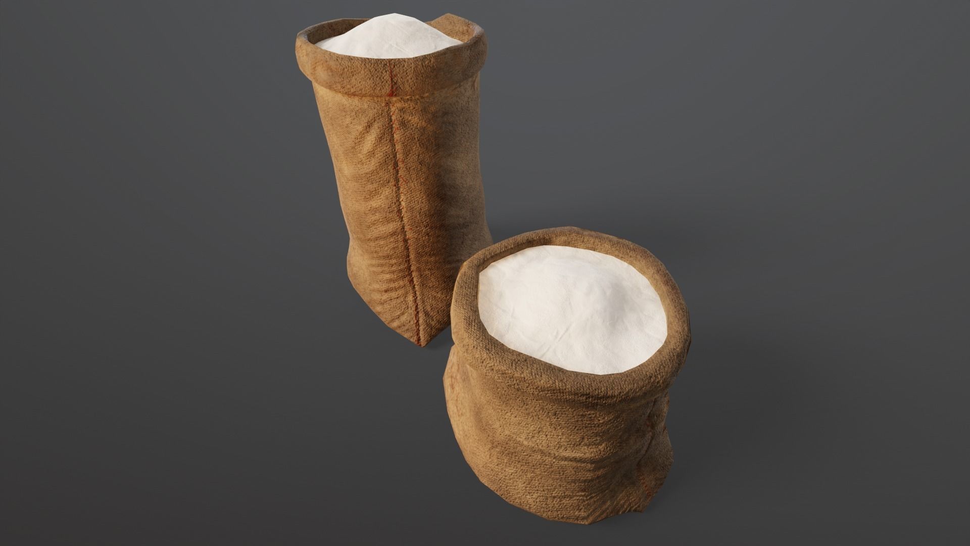 White Flour Sacks Low-poly 3D model_6