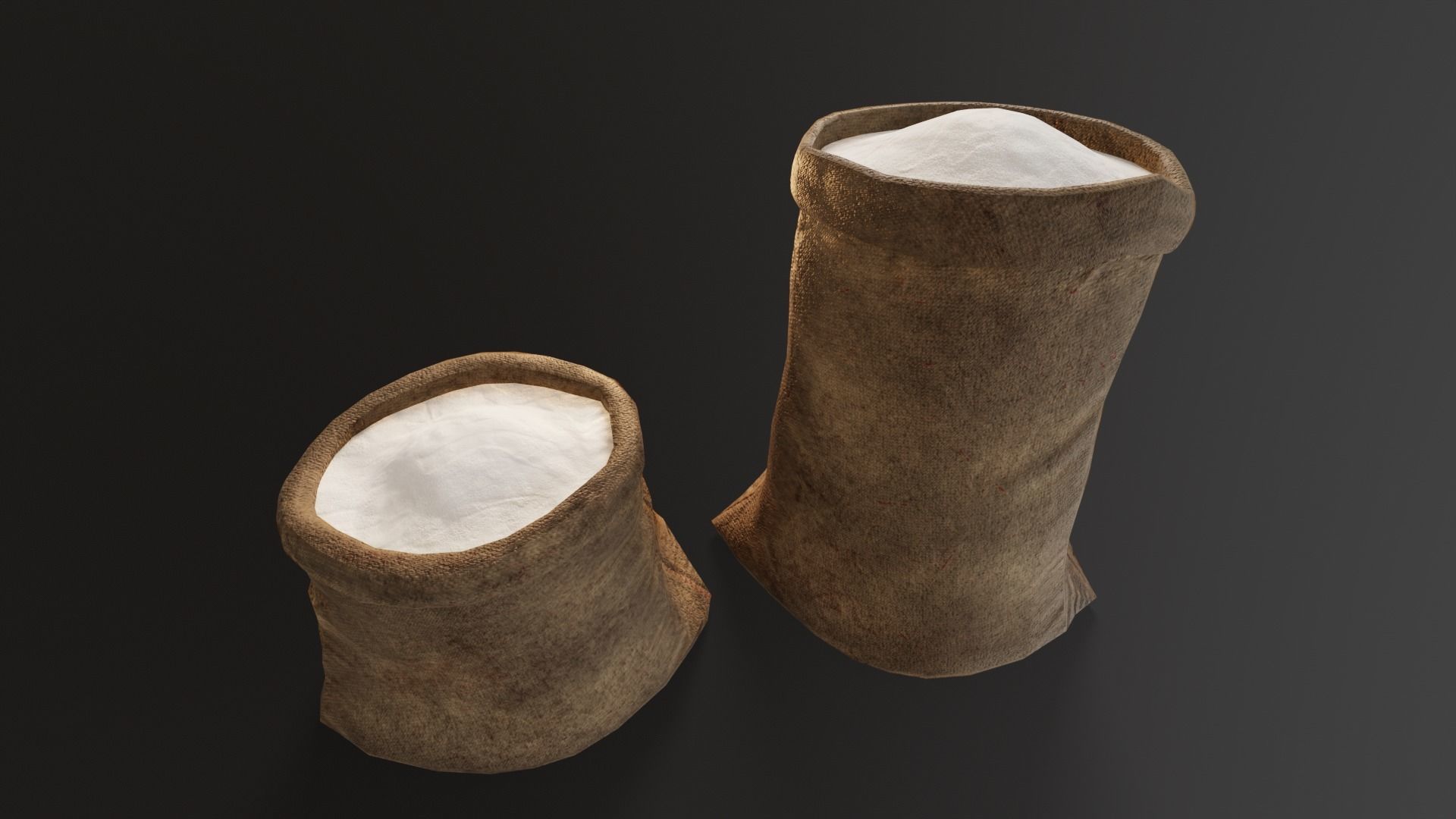 White Flour Sacks Low-poly 3D model_2