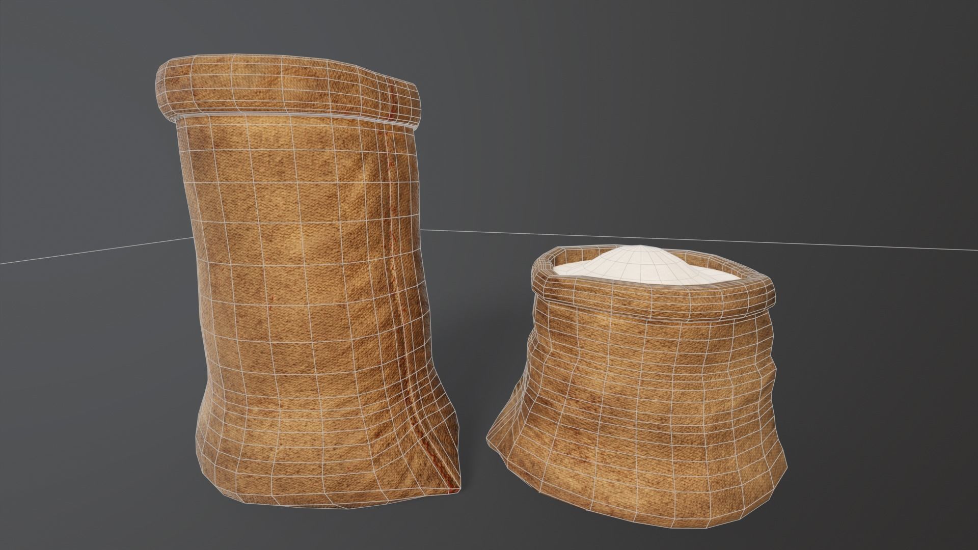 White Flour Sacks Low-poly 3D model_9