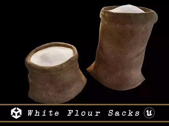 White Flour Sacks Low-poly 3D model White Flour Sacks Low-poly 3D model