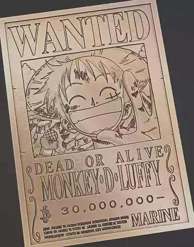 LUFFY WANTED POSTER - ONE PIECE free 3D model 3D printable