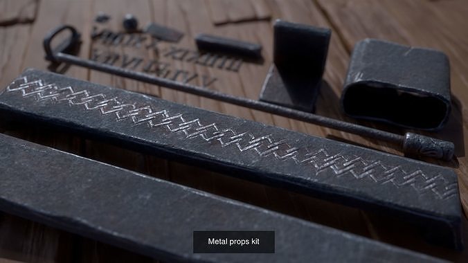 Medieval wood planks and metal collection 